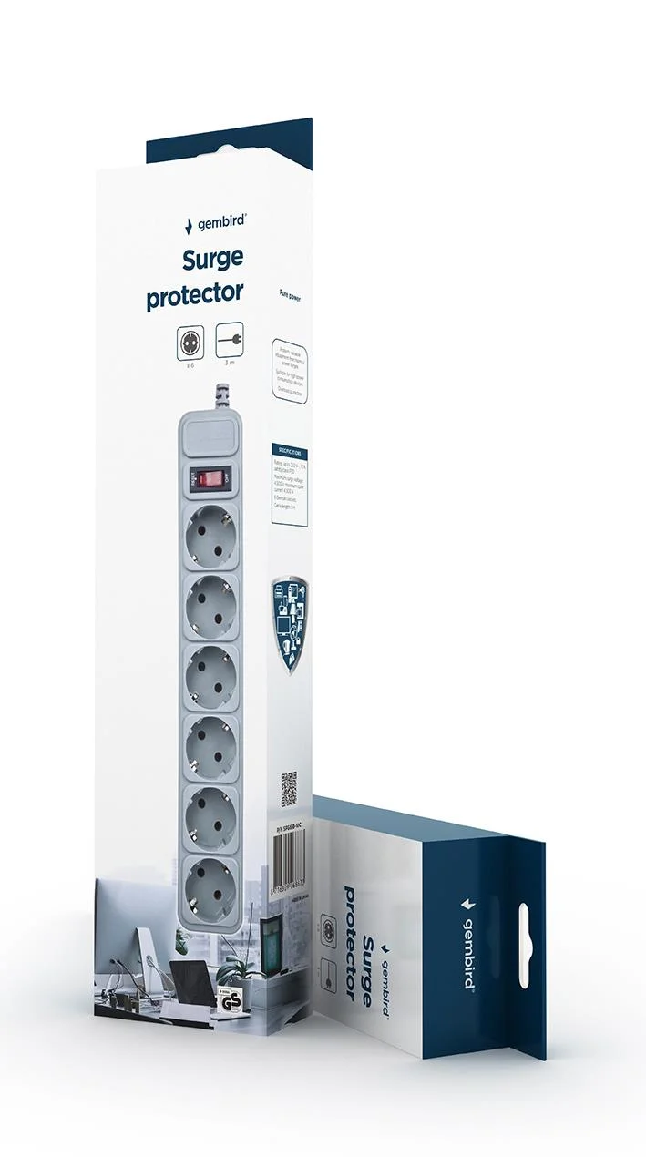 PROTECTOR POWER SURGE 3M/6OUTL SPG6-B-10C GEMBIRD - Image 2