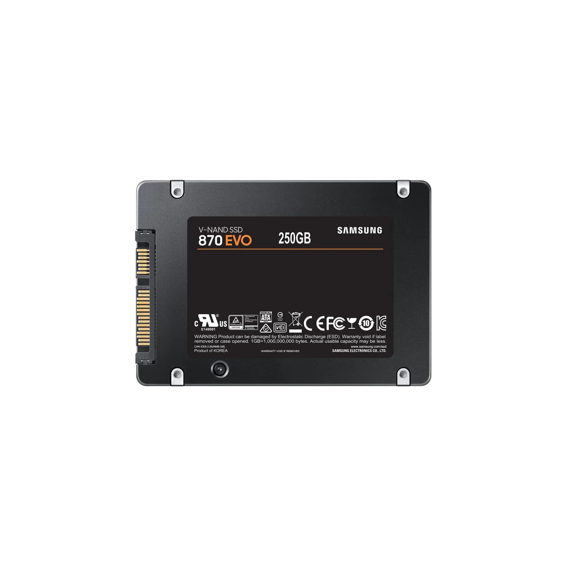 SSD SAMSUNG 870 EVO 250GB SATA MLC Write speed 530 MBytes/sec Read speed 560 MBytes/sec 2,5" TBW 150 TB MTBF 1500000 hours MZ-77E250B/EU - Image 1