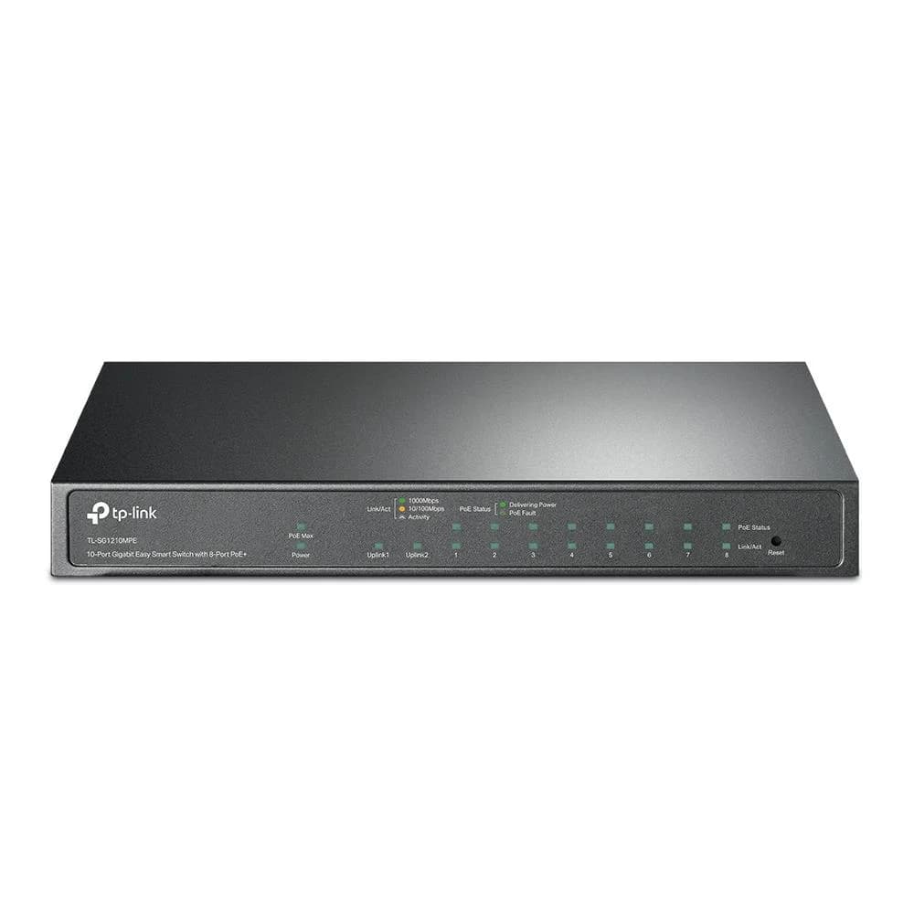 Switch TP-LINK Desktop/pedestal 9x10Base-T / 100Base-TX / 1000Base-T 1x10/100/1000BASE-T/SFP combo PoE+ ports 8 123 Watts TL-SG1210MPE - Image 1