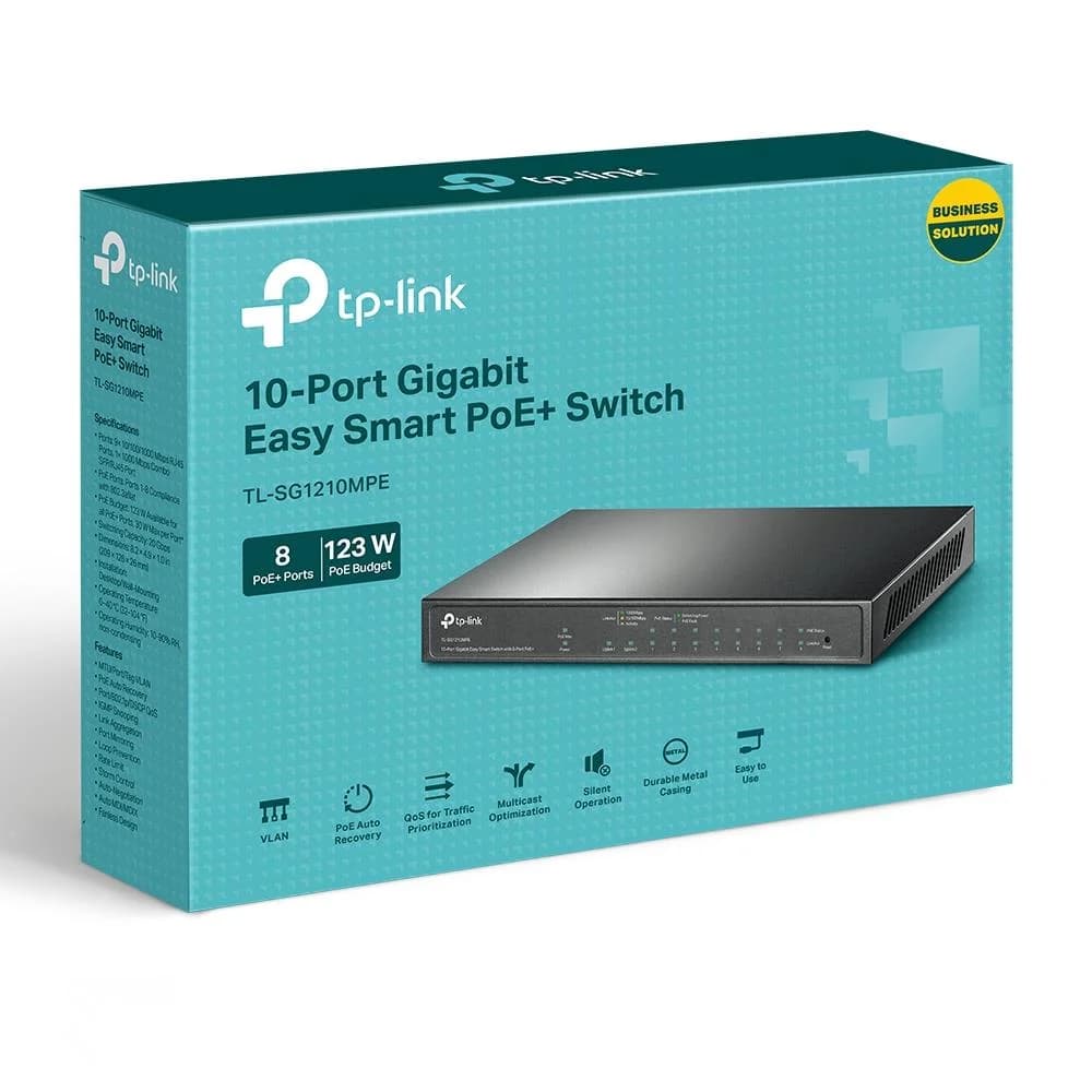 Switch TP-LINK Desktop/pedestal 9x10Base-T / 100Base-TX / 1000Base-T 1x10/100/1000BASE-T/SFP combo PoE+ ports 8 123 Watts TL-SG1210MPE - Image 4