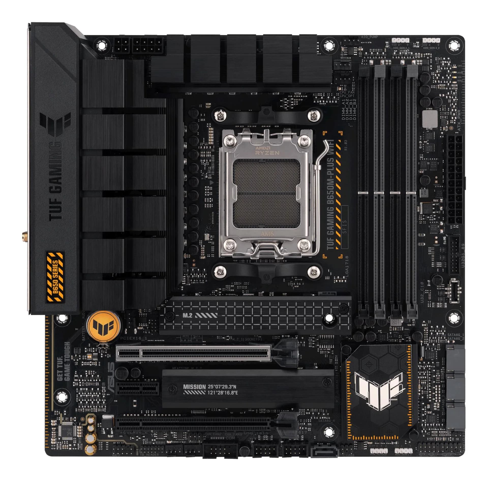 Mainboard ASUS AMD B650 SAM5 MicroATX Memory DDR5 Memory slots 4 1xPCI-Express 4.0 1x 1xPCI-Express 4.0 16x 2xM.2 1xHDMI 1xDisplayPort 4xUSB 2.0 3xUSB 3.2 1xUSB-C 1xRJ45 5xAudio port TUFGAMB650M-PLUSWIFI - Image 2