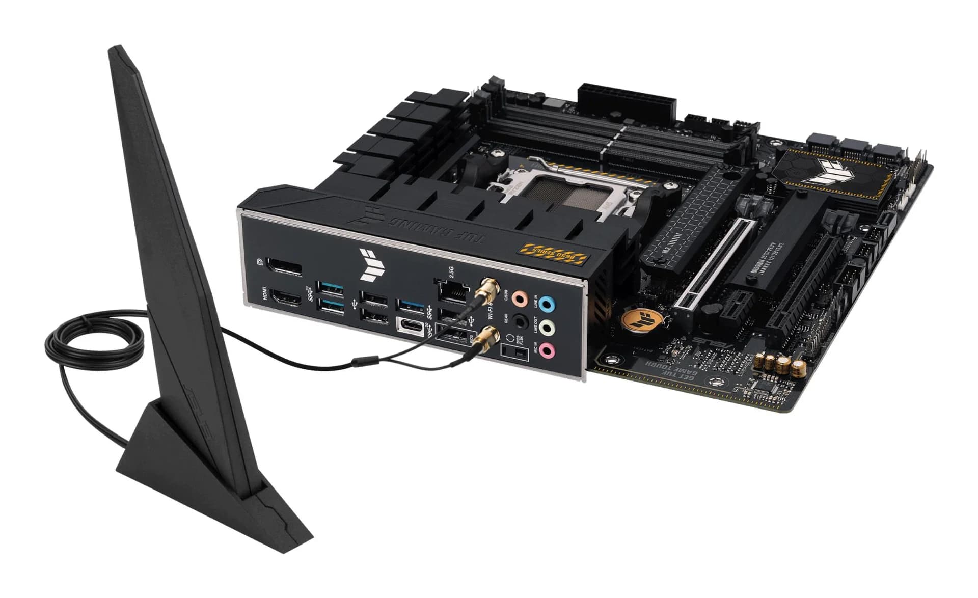 Mainboard ASUS AMD B650 SAM5 MicroATX Memory DDR5 Memory slots 4 1xPCI-Express 4.0 1x 1xPCI-Express 4.0 16x 2xM.2 1xHDMI 1xDisplayPort 4xUSB 2.0 3xUSB 3.2 1xUSB-C 1xRJ45 5xAudio port TUFGAMB650M-PLUSWIFI - Image 8