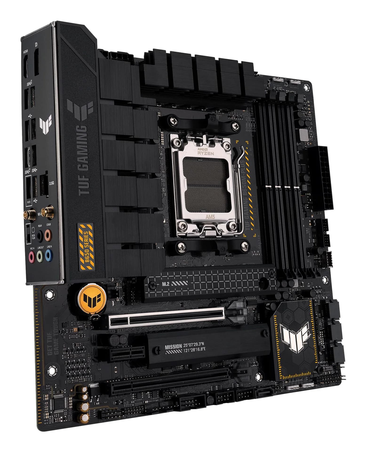 Mainboard ASUS AMD B650 SAM5 MicroATX Memory DDR5 Memory slots 4 1xPCI-Express 4.0 1x 1xPCI-Express 4.0 16x 2xM.2 1xHDMI 1xDisplayPort 4xUSB 2.0 3xUSB 3.2 1xUSB-C 1xRJ45 5xAudio port TUFGAMB650M-PLUSWIFI - Image 9