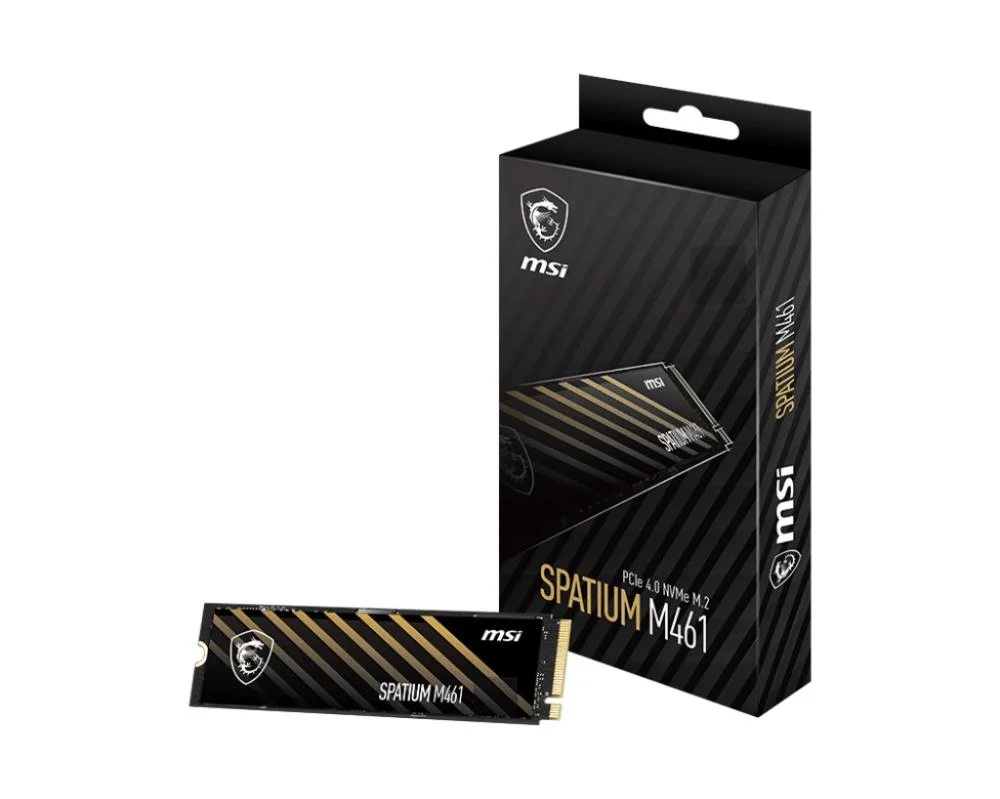 SSD MSI SPATIUM M461 1TB M.2 PCIE NVMe 3D NAND Write speed 3200 MBytes/sec Read speed 5000 MBytes/sec 2.15mm TBW 250 TB MTBF 1500000 hours S78-440L1D0-P83 - Image 1