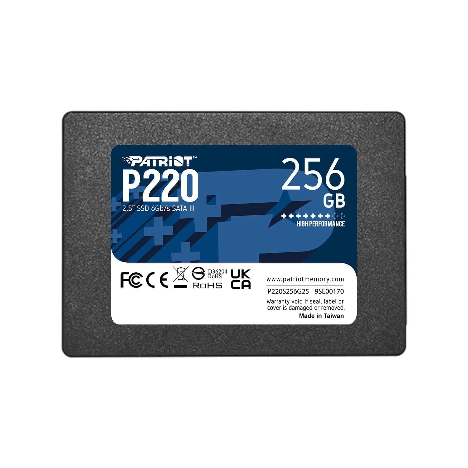 SSD PATRIOT P220 256GB SATA Write speed 490 MBytes/sec Read speed 550 MBytes/sec 2,5" TBW 120 TB P220S256G25 - Image 1