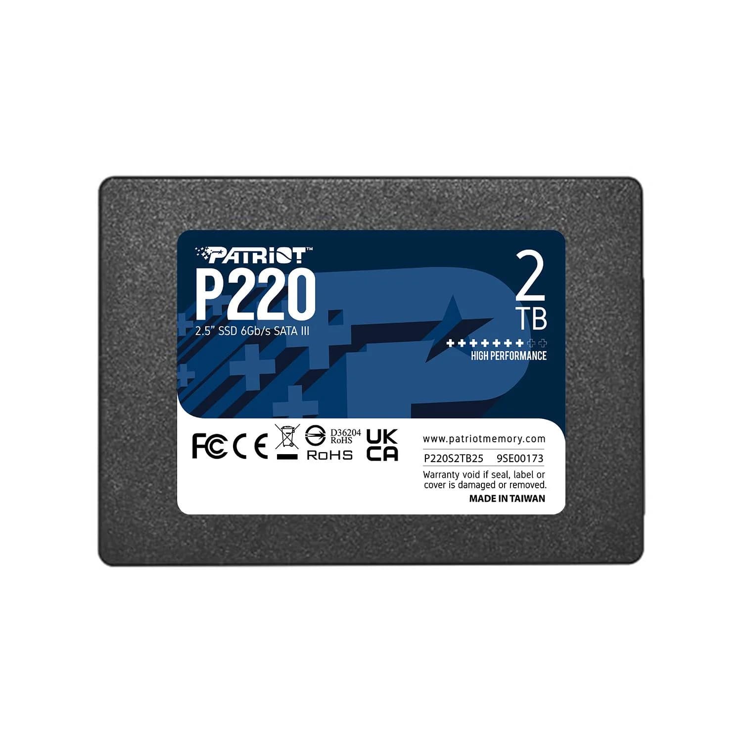 SSD PATRIOT P220 2TB SATA Write speed 500 MBytes/sec Read speed 550 MBytes/sec 2,5" TBW 960 TB P220S2TB25 - Image 1