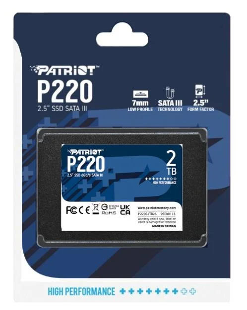 SSD PATRIOT P220 2TB SATA Write speed 500 MBytes/sec Read speed 550 MBytes/sec 2,5" TBW 960 TB P220S2TB25 - Image 5
