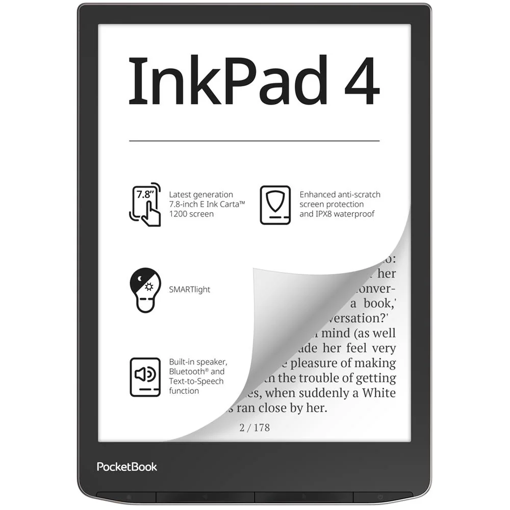 E-Reader POCKETBOOK InkPad 4 7.8" 1872x1404 1xAudio-Out 1xUSB-C Micro SD Wireless LAN Bluetooth PB743G-U-WW - Image 1