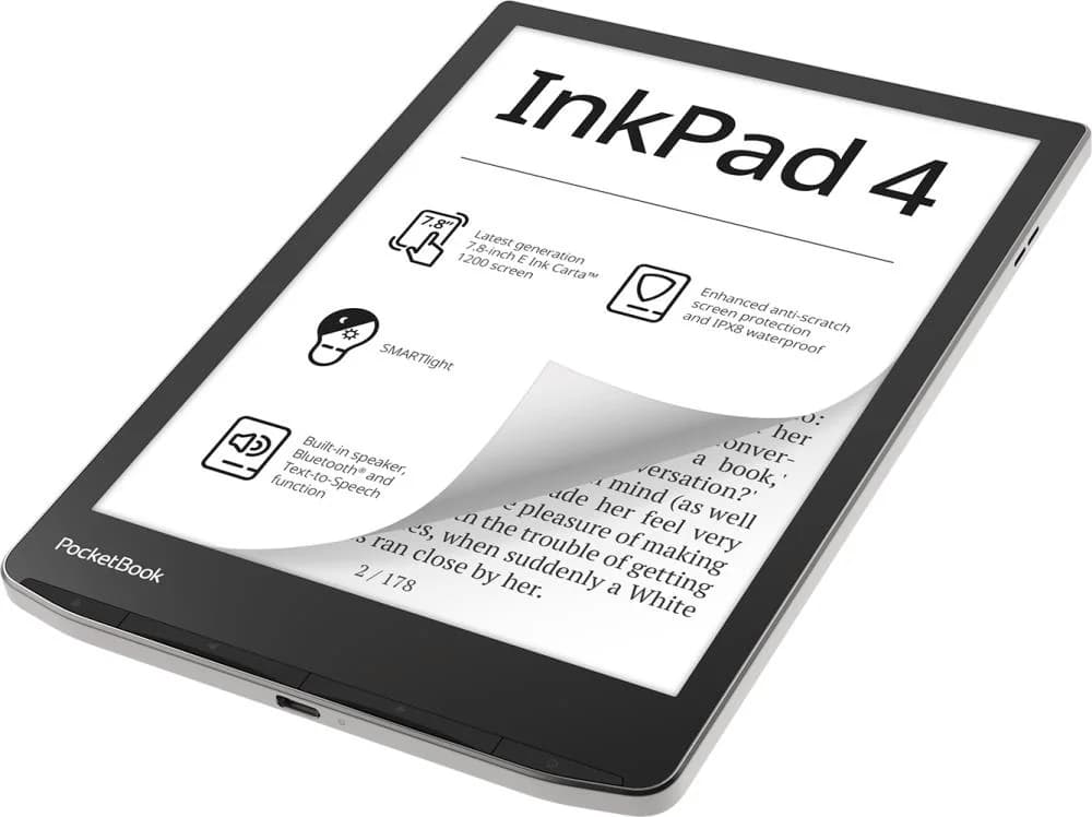 E-Reader POCKETBOOK InkPad 4 7.8" 1872x1404 1xAudio-Out 1xUSB-C Micro SD Wireless LAN Bluetooth PB743G-U-WW - Image 2