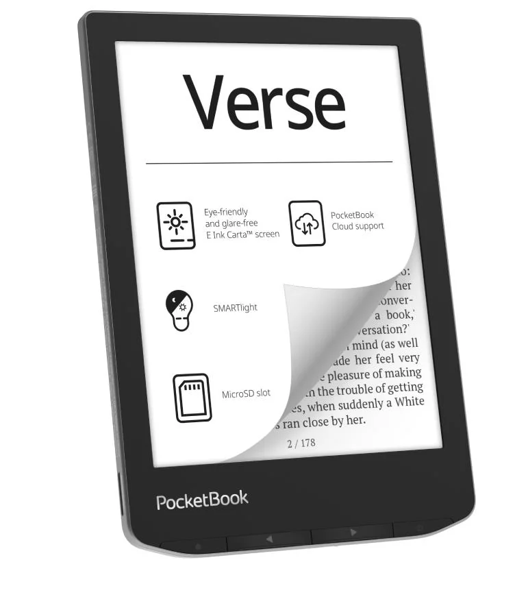 E-Reader POCKETBOOK Verse 6" 1024x758 1xUSB-C Micro SD Wireless LAN Grey PB629-M-WW - Image 1