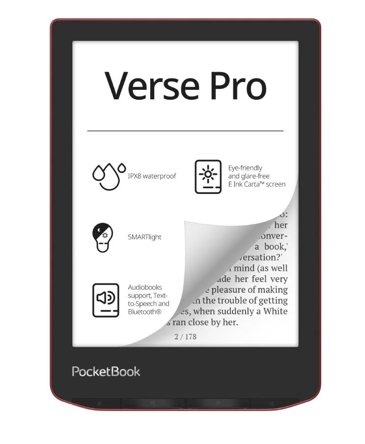 E-Reader|POCKETBOOK|Verse Pro|6"|1072x1448|1xUSB-C|Wireless LAN|Bluetooth|Red|PB634-3-WW - Image 1