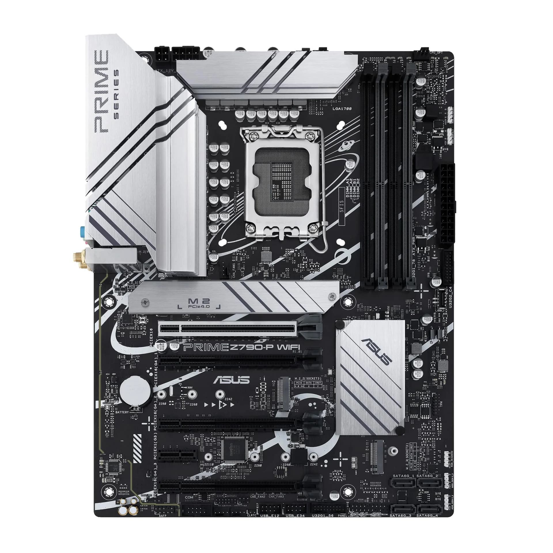 Mainboard|ASUS|Intel Z790|LGA1700|ATX|Memory DDR5|Memory slots 4|1xPCI-Express 3.0 1x|3xPCI-Express 4.0 16x|1xPCI-Express 5.0 16x|3xM.2|1xHDMI|1xDisplayPort|4xUSB 2.0|3xUSB 3.2|1xUSB-C|1xPS/2|1xRJ45|3xAudio port|PRIMEZ790-PWIFI - Image 1