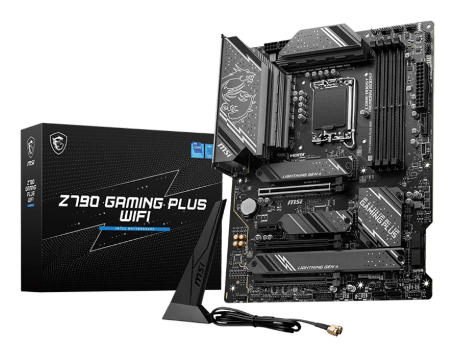 Mainboard|MSI|Intel Z790|LGA1700|ATX|Memory DDR5|Memory slots 4|1xPCI-Express 1x|3xPCI-Express 16x|4xM.2|1xHDMI|1xDisplayPort|4xUSB 2.0|3xUSB 3.2|1xUSB-C|1xPS/2|6xAudio port|Z790GAMINGPLUSWIFI - Image 1