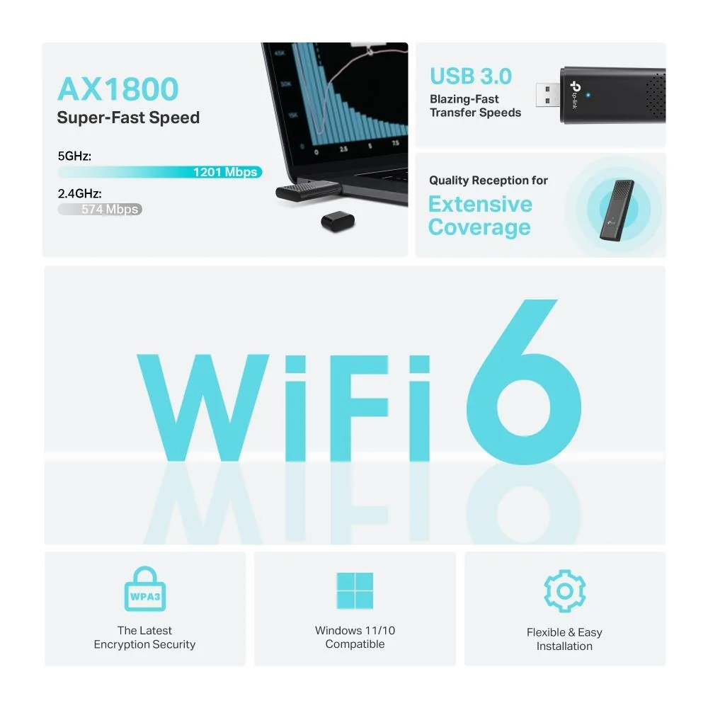WRL ADAPTER 1800MBPS USB/ARCHER TX20U TP-LINK - Image 3