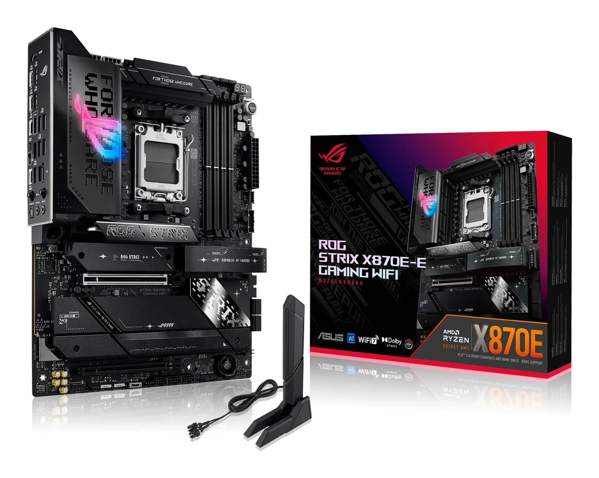 Mainboard|ASUS|AMD X870E|SAM5|ATX|Memory DDR5|Memory slots 4|1xPCI-Express 4.0 16x|1xPCI-Express 5.0 16x|5xM.2|1xHDMI|9xUSB 3.2|2xUSB-C|2xUSB4|1xOptical S/PDIF|STRIXX870E-EGAMINGWIFI - Image 1