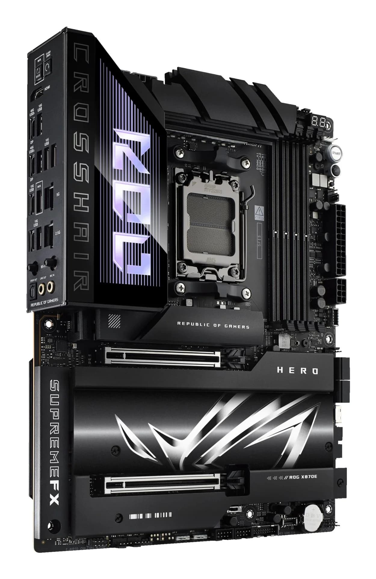 Mainboard|ASUS|AMD X870E|SAM5|ATX|Memory DDR5|Memory slots 4|2xPCI-Express 4.0 16x|2xPCI-Express 5.0 16x|4xM.2|1xHDMI|1xAudio-In|1xAudio-Out|6xUSB 3.2|2xUSB-C|2xUSB4|1xOptical S/PDIF|1xRJ45|ROGCROSSHAIRX870EHERO - Image 3