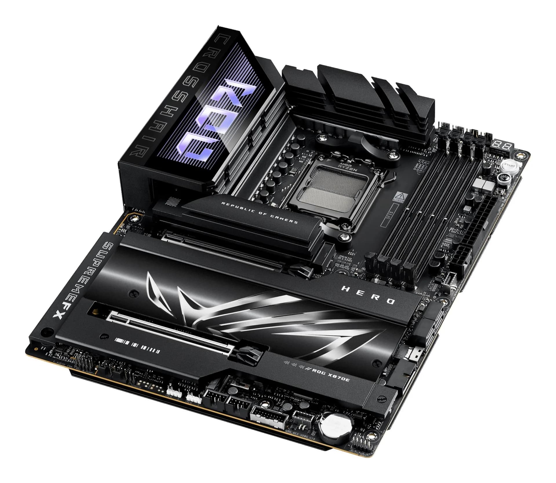 Mainboard|ASUS|AMD X870E|SAM5|ATX|Memory DDR5|Memory slots 4|2xPCI-Express 4.0 16x|2xPCI-Express 5.0 16x|4xM.2|1xHDMI|1xAudio-In|1xAudio-Out|6xUSB 3.2|2xUSB-C|2xUSB4|1xOptical S/PDIF|1xRJ45|ROGCROSSHAIRX870EHERO - Image 6