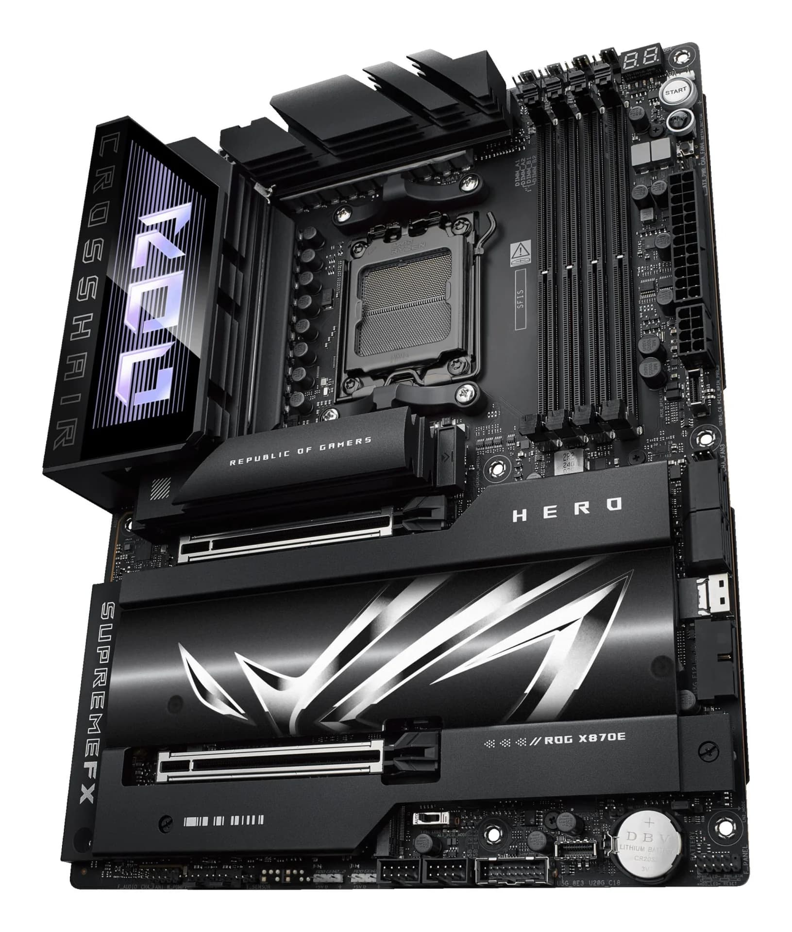 Mainboard|ASUS|AMD X870E|SAM5|ATX|Memory DDR5|Memory slots 4|2xPCI-Express 4.0 16x|2xPCI-Express 5.0 16x|4xM.2|1xHDMI|1xAudio-In|1xAudio-Out|6xUSB 3.2|2xUSB-C|2xUSB4|1xOptical S/PDIF|1xRJ45|ROGCROSSHAIRX870EHERO - Image 8