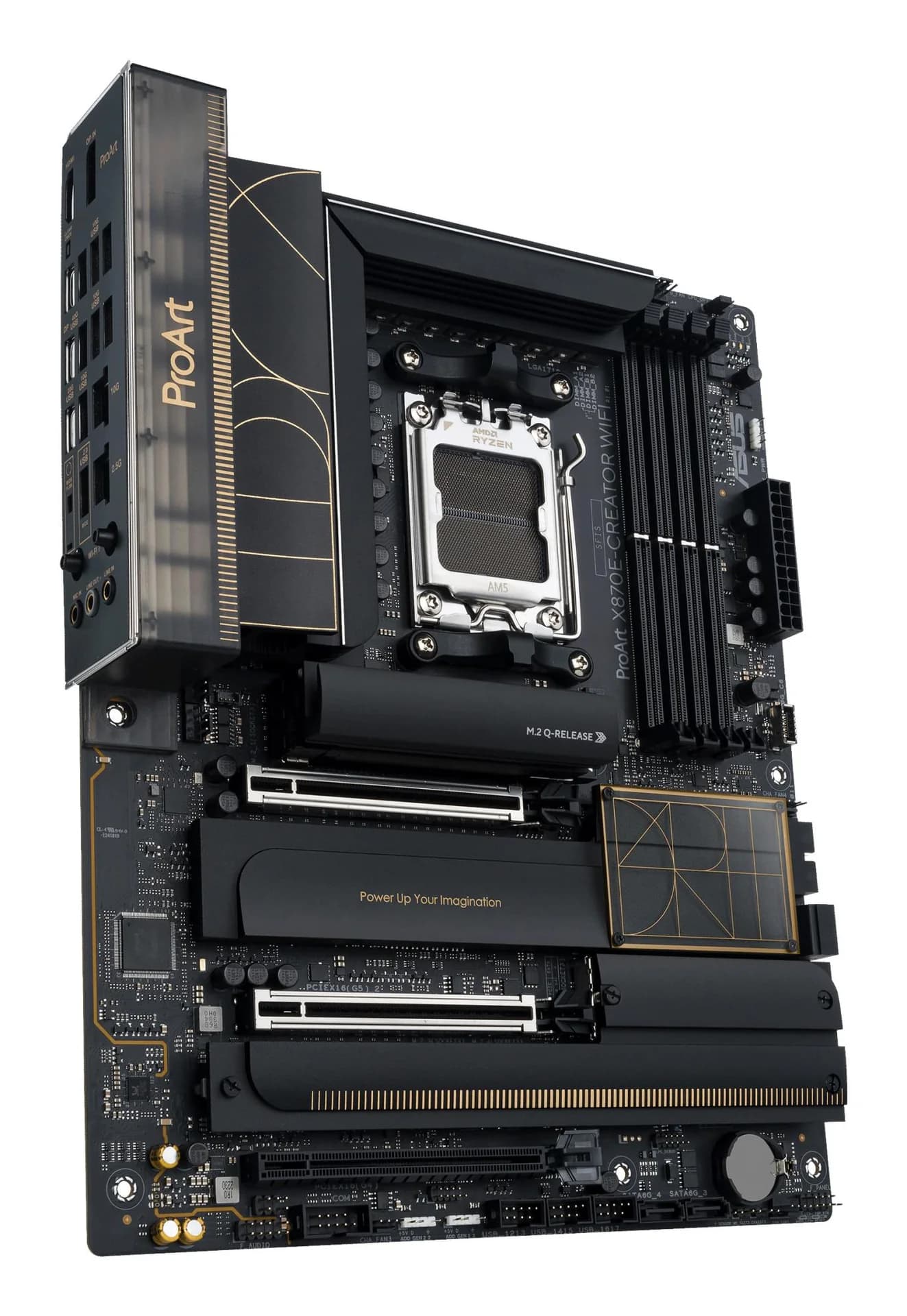 Mainboard|ASUS|AMD X870E|SAM5|ATX|Memory DDR5|Memory slots 4|3xPCI-Express 4.0 16x|2xPCI-Express 5.0 16x|4xM.2|1xHDMI|1xDisplayPort|1xUSB 2.0|7xUSB 3.2|3xUSB-C|1xRJ45|3xAudio port|PROARTX870E-CREATORWIFI - Image 2