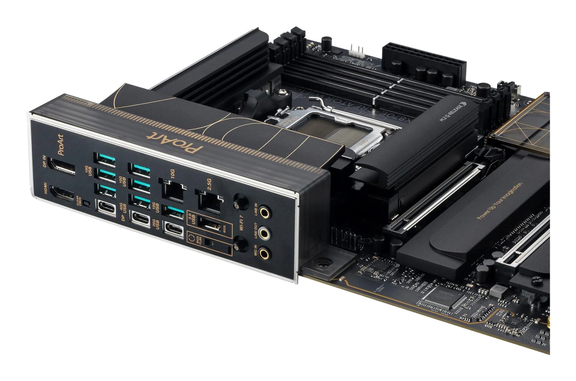 Mainboard|ASUS|AMD X870E|SAM5|ATX|Memory DDR5|Memory slots 4|3xPCI-Express 4.0 16x|2xPCI-Express 5.0 16x|4xM.2|1xHDMI|1xDisplayPort|1xUSB 2.0|7xUSB 3.2|3xUSB-C|1xRJ45|3xAudio port|PROARTX870E-CREATORWIFI - Image 3