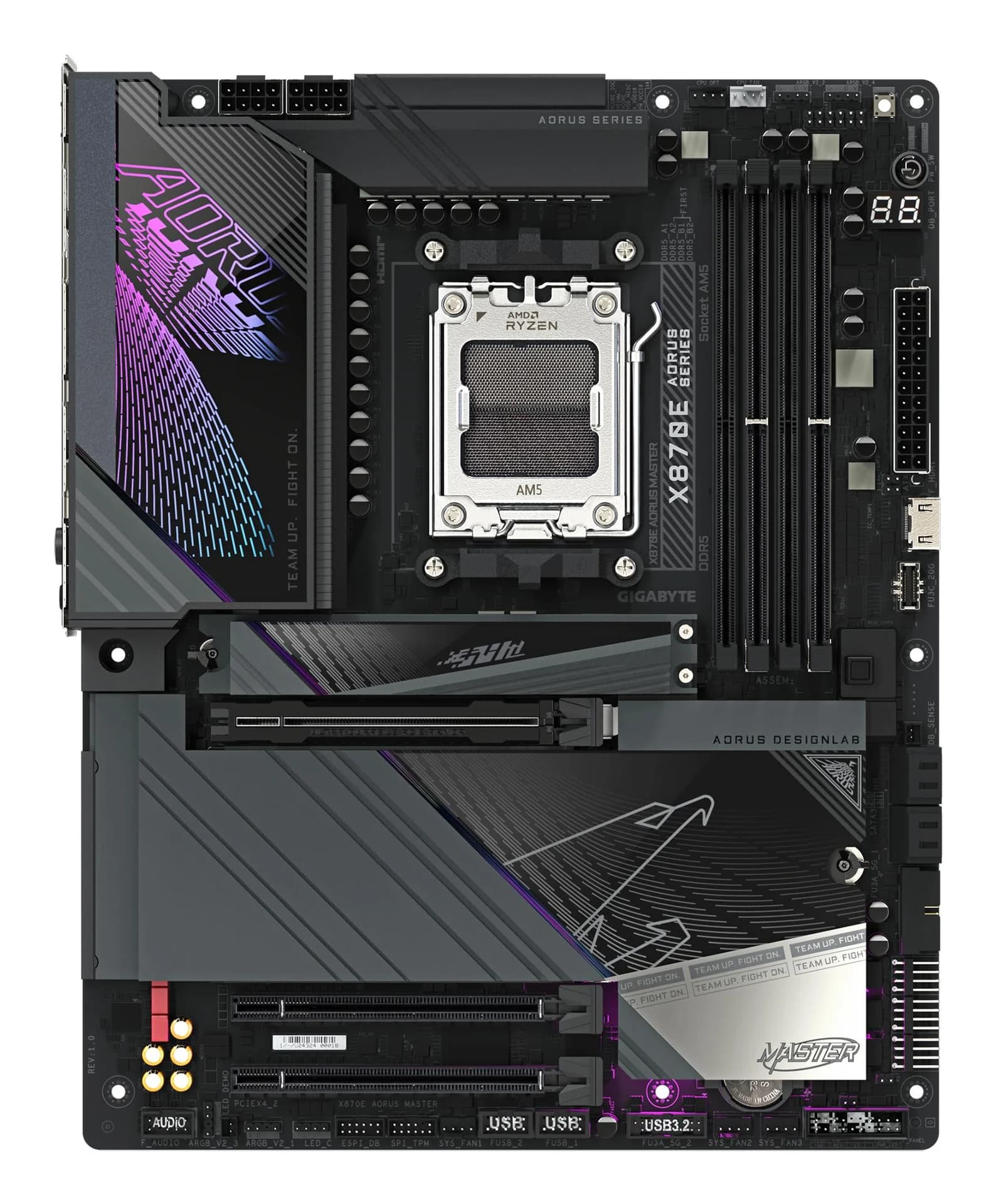 Mainboard|GIGABYTE|AMD X870E|SAM5|ATX|Memory DDR5|Memory slots 4|1xPCI-Express 3.0 4x|1xPCI-Express 4.0 4x	|1xPCI-Express 5.0 16x|4xM.2|1xHDMI|2xUSB 2.0|8xUSB 3.2|2xUSB-C|1xOptical S/PDIF|1xRJ45|2xAudio port|X870EAORUSMASTER - Image 2