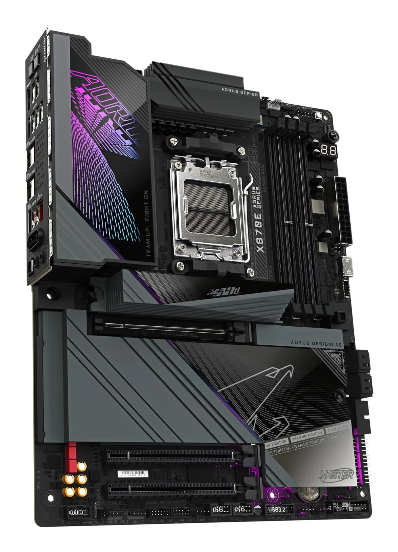 Mainboard|GIGABYTE|AMD X870E|SAM5|ATX|Memory DDR5|Memory slots 4|1xPCI-Express 3.0 4x|1xPCI-Express 4.0 4x	|1xPCI-Express 5.0 16x|4xM.2|1xHDMI|2xUSB 2.0|8xUSB 3.2|2xUSB-C|1xOptical S/PDIF|1xRJ45|2xAudio port|X870EAORUSMASTER - Image 3