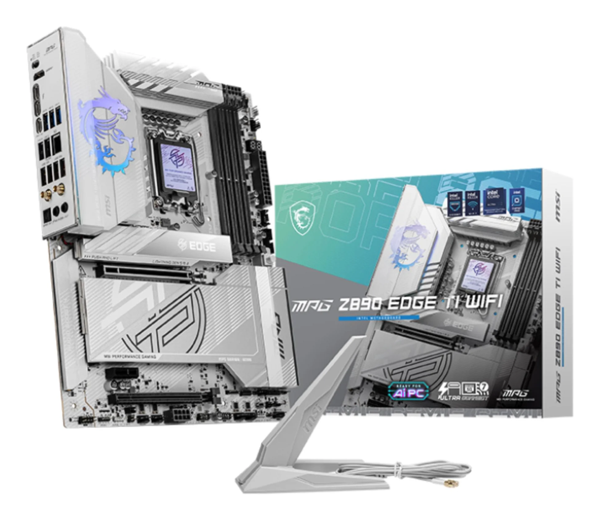 Mainboard|MSI|Intel Z890|LGA1851|ATX|Memory DDR5|Memory slots 4|1xPCI-Express 1x|2xPCI-Express 16x|5xM.2|1xHDMI|1xAudio-In|1xAudio-Out|1xUSB 2.0|4xUSB 3.0|4xUSB 3.1|1xUSB-C|1xOptical S/PDIF|1xRJ45|2xThunderbolt|MPGZ890EDGETIWIFI - Image 1
