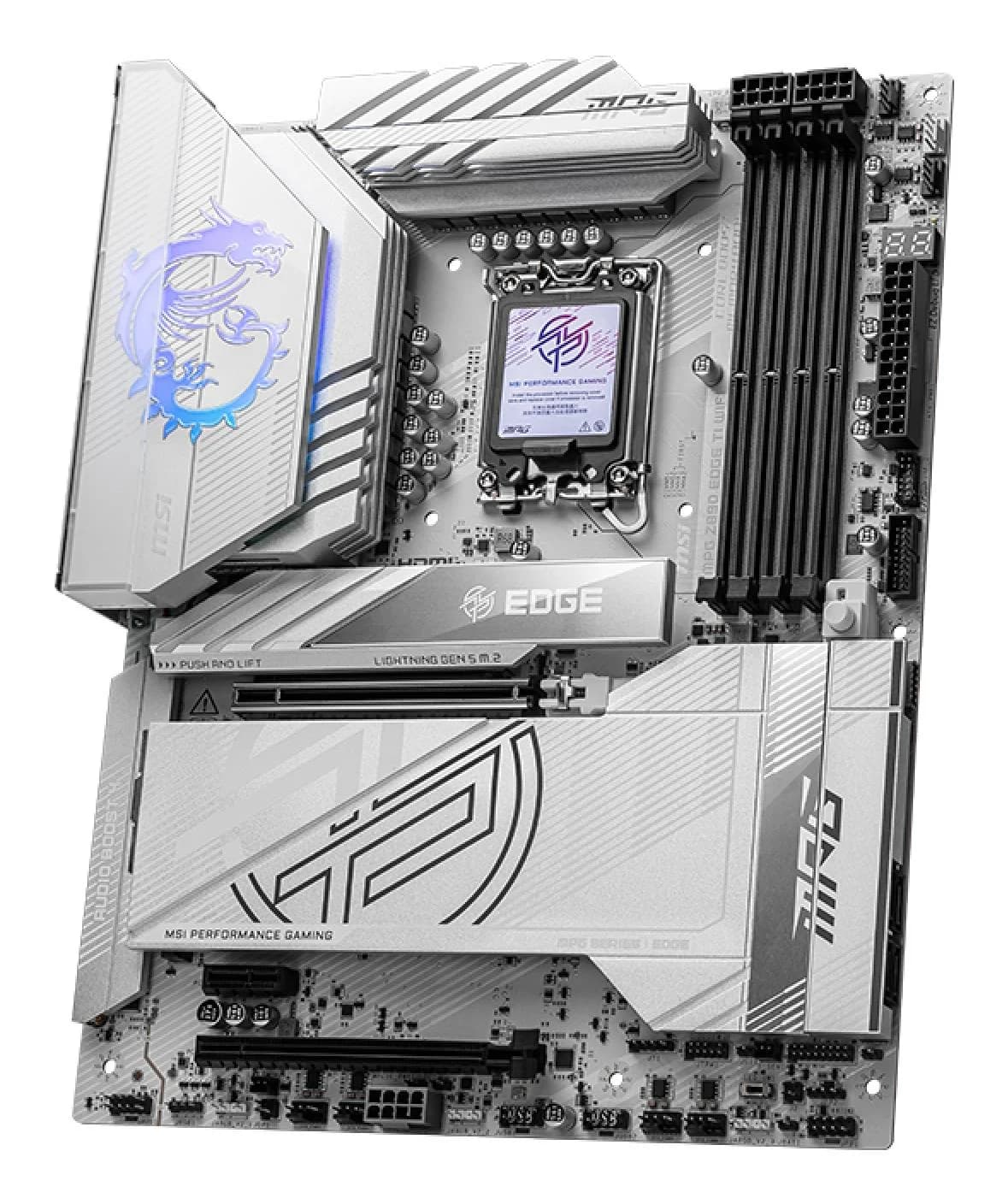 Mainboard|MSI|Intel Z890|LGA1851|ATX|Memory DDR5|Memory slots 4|1xPCI-Express 1x|2xPCI-Express 16x|5xM.2|1xHDMI|1xAudio-In|1xAudio-Out|1xUSB 2.0|4xUSB 3.0|4xUSB 3.1|1xUSB-C|1xOptical S/PDIF|1xRJ45|2xThunderbolt|MPGZ890EDGETIWIFI - Image 3