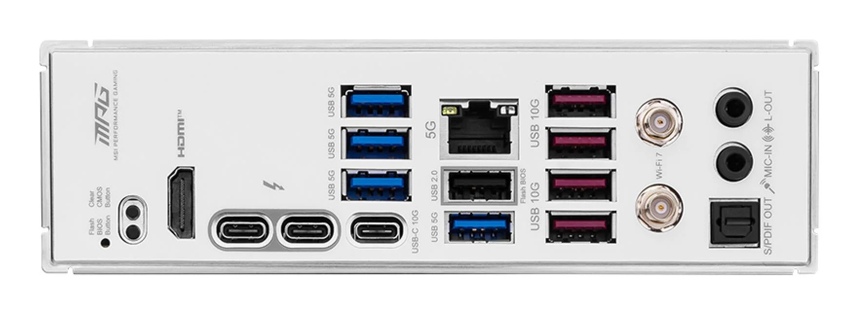 Mainboard|MSI|Intel Z890|LGA1851|ATX|Memory DDR5|Memory slots 4|1xPCI-Express 1x|2xPCI-Express 16x|5xM.2|1xHDMI|1xAudio-In|1xAudio-Out|1xUSB 2.0|4xUSB 3.0|4xUSB 3.1|1xUSB-C|1xOptical S/PDIF|1xRJ45|2xThunderbolt|MPGZ890EDGETIWIFI - Image 5