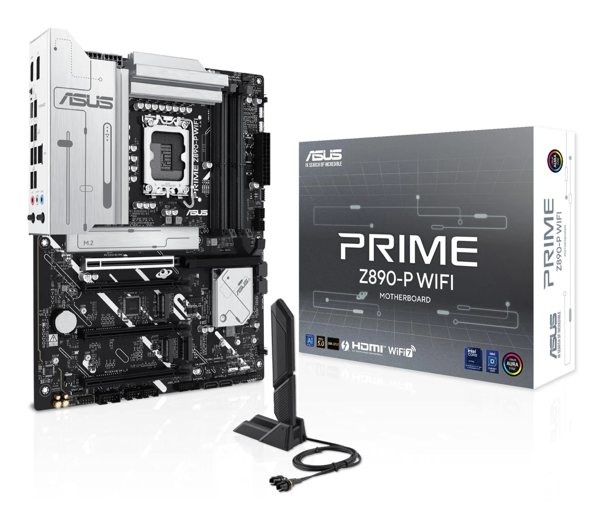 Mainboard|ASUS|Intel Z890|LGA1851|ATX|Memory DDR5|Memory slots 4|3xPCI-Express 4.0 16x|1xPCI-Express 5.0 16x|4xM.2|1xHDMI|1xDisplayPort|1xAudio-In|1xAudio-Out|1xMicrophone|4xUSB 2.0|2xUSB 3.0|1xUSB 3.1|1xUSB-C w/Thunderbolt|1xRJ45|PRIMEZ890-PWIFI - Image 1