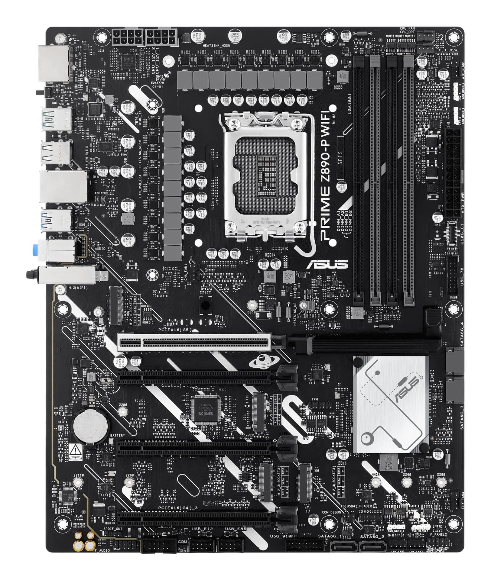 Mainboard|ASUS|Intel Z890|LGA1851|ATX|Memory DDR5|Memory slots 4|3xPCI-Express 4.0 16x|1xPCI-Express 5.0 16x|4xM.2|1xHDMI|1xDisplayPort|1xAudio-In|1xAudio-Out|1xMicrophone|4xUSB 2.0|2xUSB 3.0|1xUSB 3.1|1xUSB-C w/Thunderbolt|1xRJ45|PRIMEZ890-PWIFI - Image 2