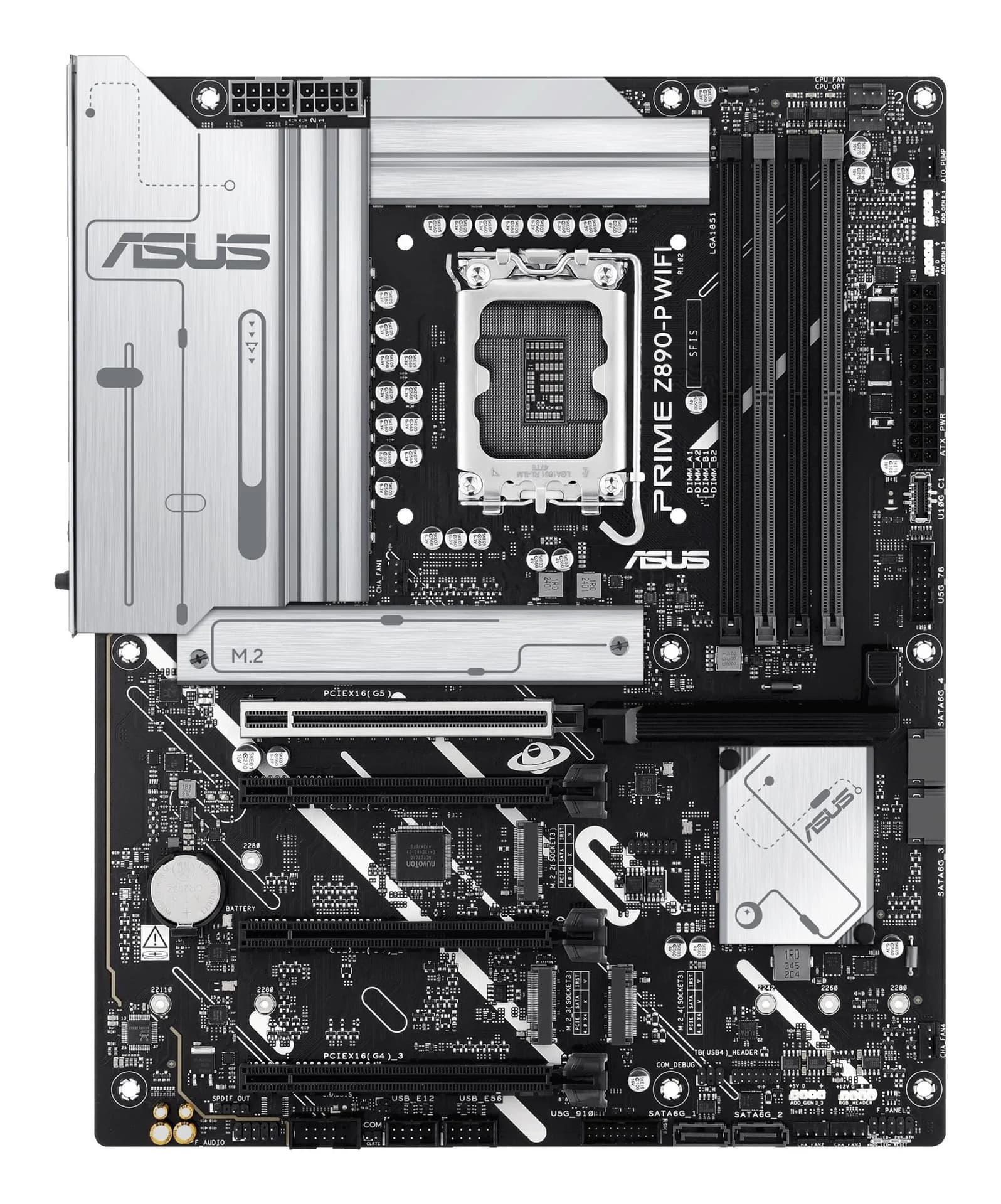 Mainboard|ASUS|Intel Z890|LGA1851|ATX|Memory DDR5|Memory slots 4|3xPCI-Express 4.0 16x|1xPCI-Express 5.0 16x|4xM.2|1xHDMI|1xDisplayPort|1xAudio-In|1xAudio-Out|1xMicrophone|4xUSB 2.0|2xUSB 3.0|1xUSB 3.1|1xUSB-C w/Thunderbolt|1xRJ45|PRIMEZ890-PWIFI - Image 3