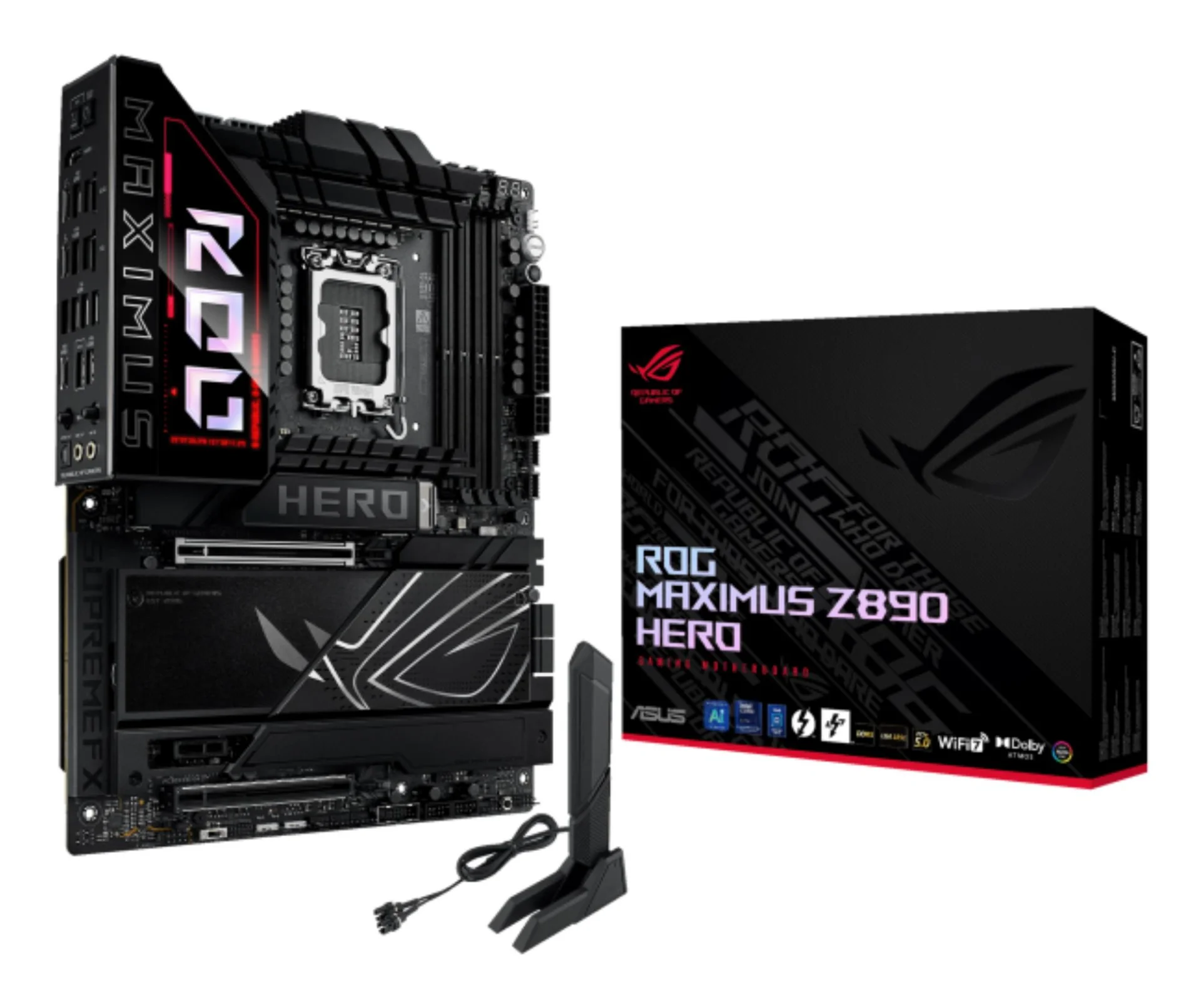 Mainboard|ASUS|Intel Z890|LGA1851|ATX|Memory DDR5|Memory slots 4|1xPCI-Express 4.0 1x|1xPCI-Express 4.0 16x|1xPCI-Express 5.0 16x|6xM.2|1xHDMI|1xAudio-In|1xAudio-Out|4xUSB 3.0|4xUSB 3.1|1xUSB-C|2xUSB-C w/Thunderbolt|1xOptical S/PDIF|2xRJ45|ROGMAXIMUSZ890HERO - Image 1