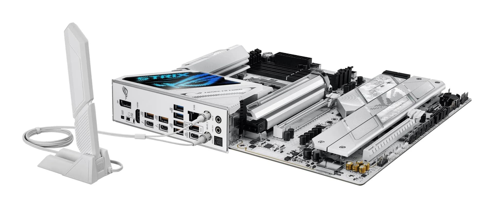 Mainboard ASUS Intel Z890 LGA1851 ATX Memory DDR5 Memory slots 4 1xPCI-Express 4.0 16x 1xPCI-Express 5.0 16x 5xM.2 1xHDMI 1xDisplayPort 1xAudio-In 1xAudio-Out 2xUSB 3.0 5xUSB 3.1 1xUSB-C 2xUSB-C w/Thunderbolt 1xOptical S/PDIF 1xRJ45 ROGSTRIXZ890-AGAMWIFI - Image 10