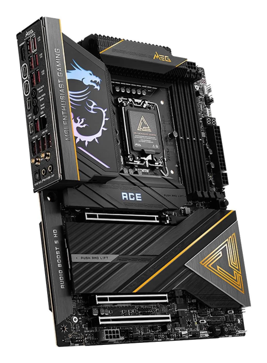 Mainboard|MSI|Intel Z890|LGA1851|ATX|Memory DDR5|Memory slots 4|3xPCI-Express 16x|5xM.2|1xHDMI|1xAudio-In|1xAudio-Out|11xUSB 3.1|2xUSB-C|2xUSB-C w/Thunderbolt|1xOptical S/PDIF|1xRJ45|MEGZ890ACE - Image 4