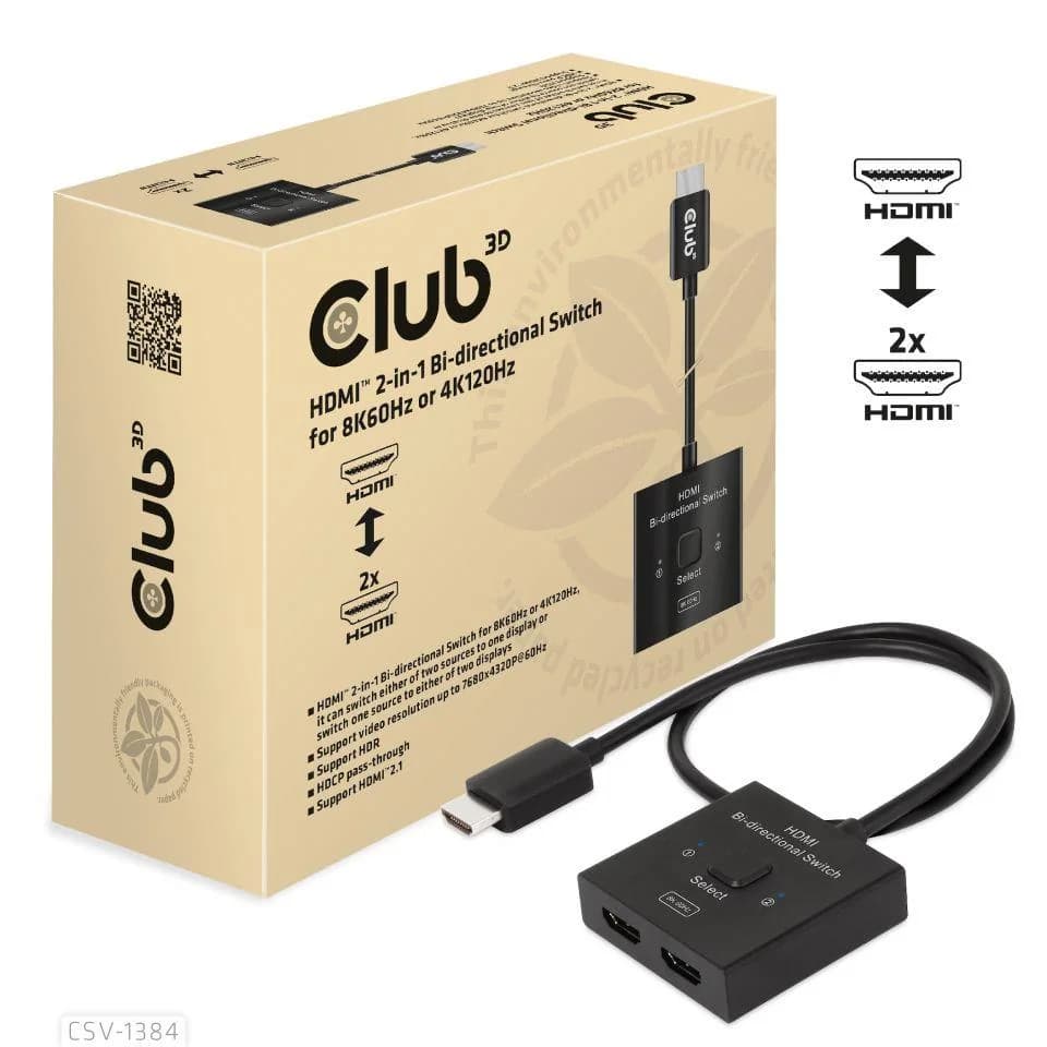 VIDEO SWITCH HDMI 2PORT/CSV-1384 CLUB3D - Image 1