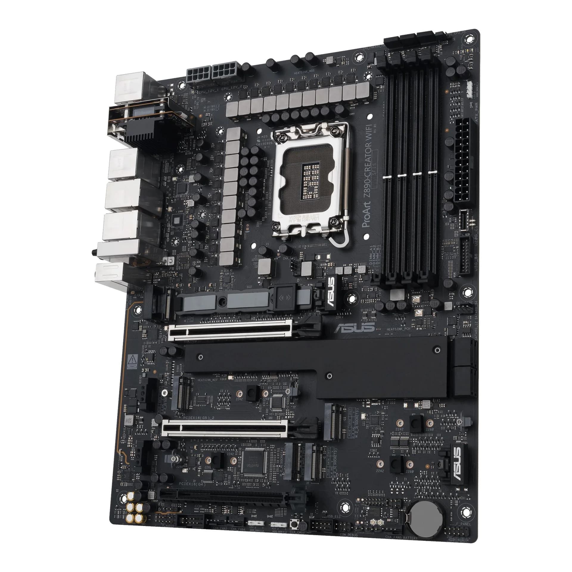 Mainboard|ASUS|Intel Z890|LGA1851|ATX|Memory DDR5|Memory slots 4|1xPCI-Express 4.0 16x|2xPCI-Express 5.0 16x|5xM.2|1xHDMI|1xDisplayPort|1xAudio-In|1xAudio-Out|1xUSB 2.0|6xUSB 3.2|3xUSB-C w/Thunderbolt|1xRJ45|PROARTZ890-CREATORWIFI - Image 11