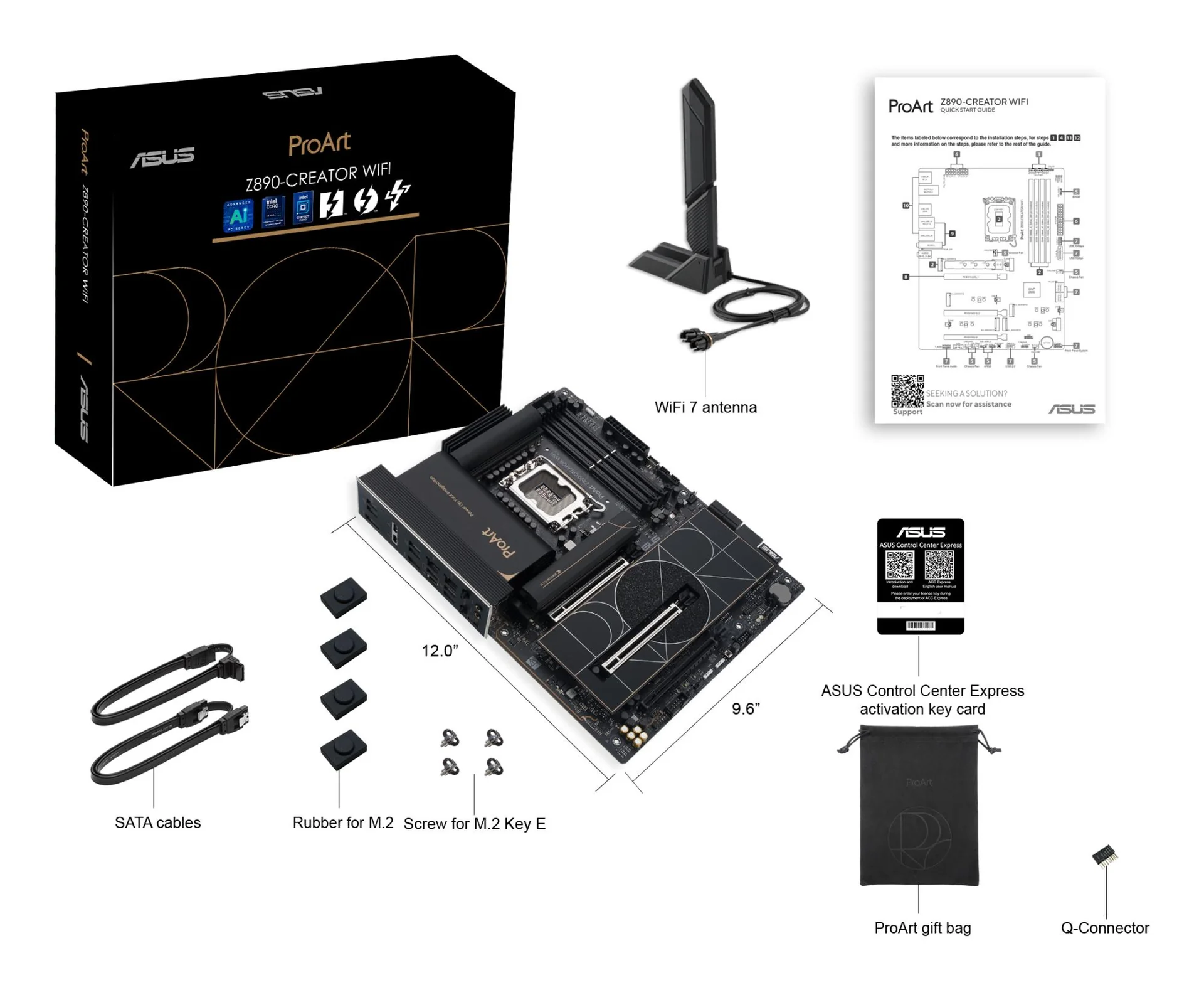 Mainboard|ASUS|Intel Z890|LGA1851|ATX|Memory DDR5|Memory slots 4|1xPCI-Express 4.0 16x|2xPCI-Express 5.0 16x|5xM.2|1xHDMI|1xDisplayPort|1xAudio-In|1xAudio-Out|1xUSB 2.0|6xUSB 3.2|3xUSB-C w/Thunderbolt|1xRJ45|PROARTZ890-CREATORWIFI - Image 15