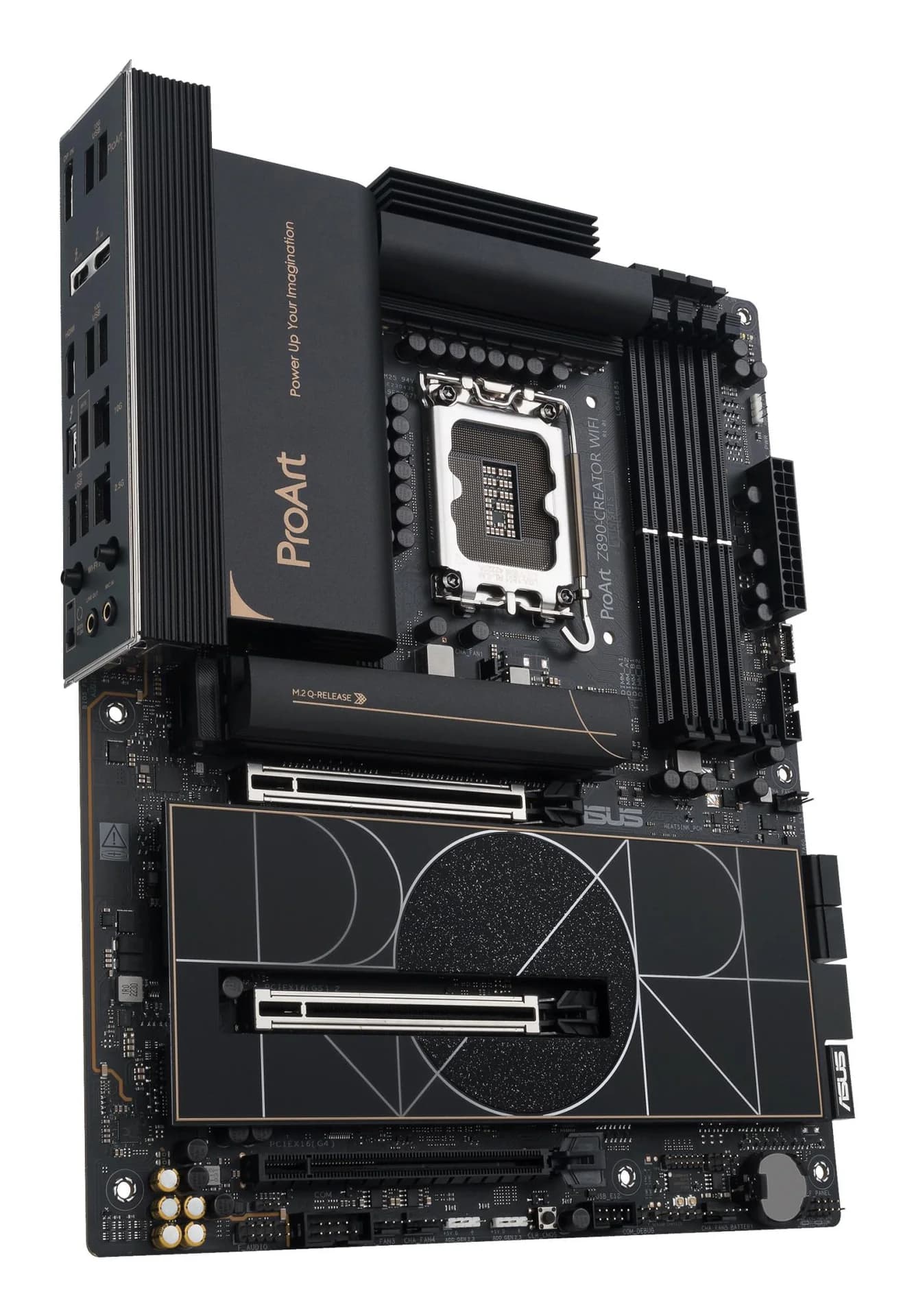 Mainboard|ASUS|Intel Z890|LGA1851|ATX|Memory DDR5|Memory slots 4|1xPCI-Express 4.0 16x|2xPCI-Express 5.0 16x|5xM.2|1xHDMI|1xDisplayPort|1xAudio-In|1xAudio-Out|1xUSB 2.0|6xUSB 3.2|3xUSB-C w/Thunderbolt|1xRJ45|PROARTZ890-CREATORWIFI - Image 4