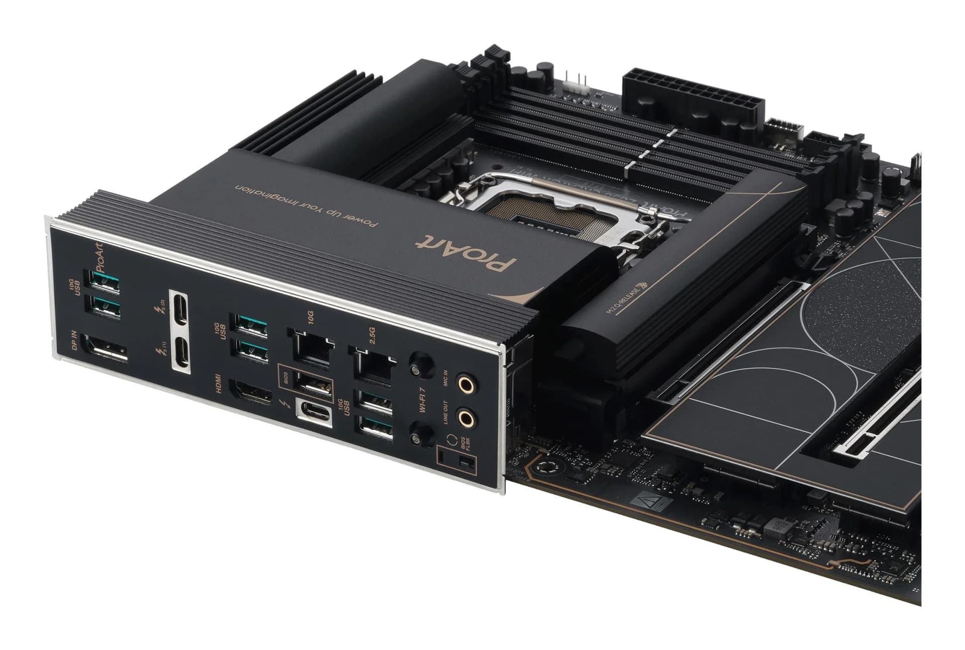 Mainboard|ASUS|Intel Z890|LGA1851|ATX|Memory DDR5|Memory slots 4|1xPCI-Express 4.0 16x|2xPCI-Express 5.0 16x|5xM.2|1xHDMI|1xDisplayPort|1xAudio-In|1xAudio-Out|1xUSB 2.0|6xUSB 3.2|3xUSB-C w/Thunderbolt|1xRJ45|PROARTZ890-CREATORWIFI - Image 9