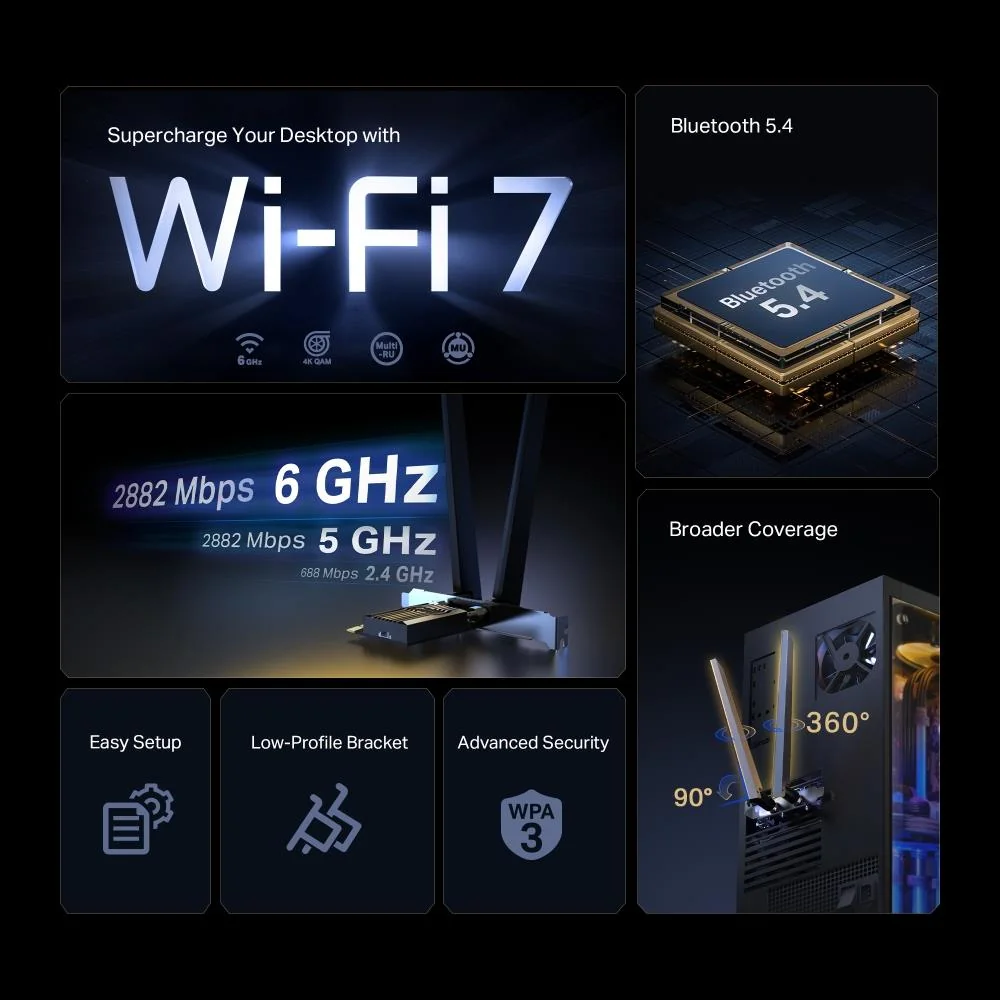 WRL ADAPTER 6500MBPS WI-FI 7/ARCHER TBE400E TP-LINK - Image 5