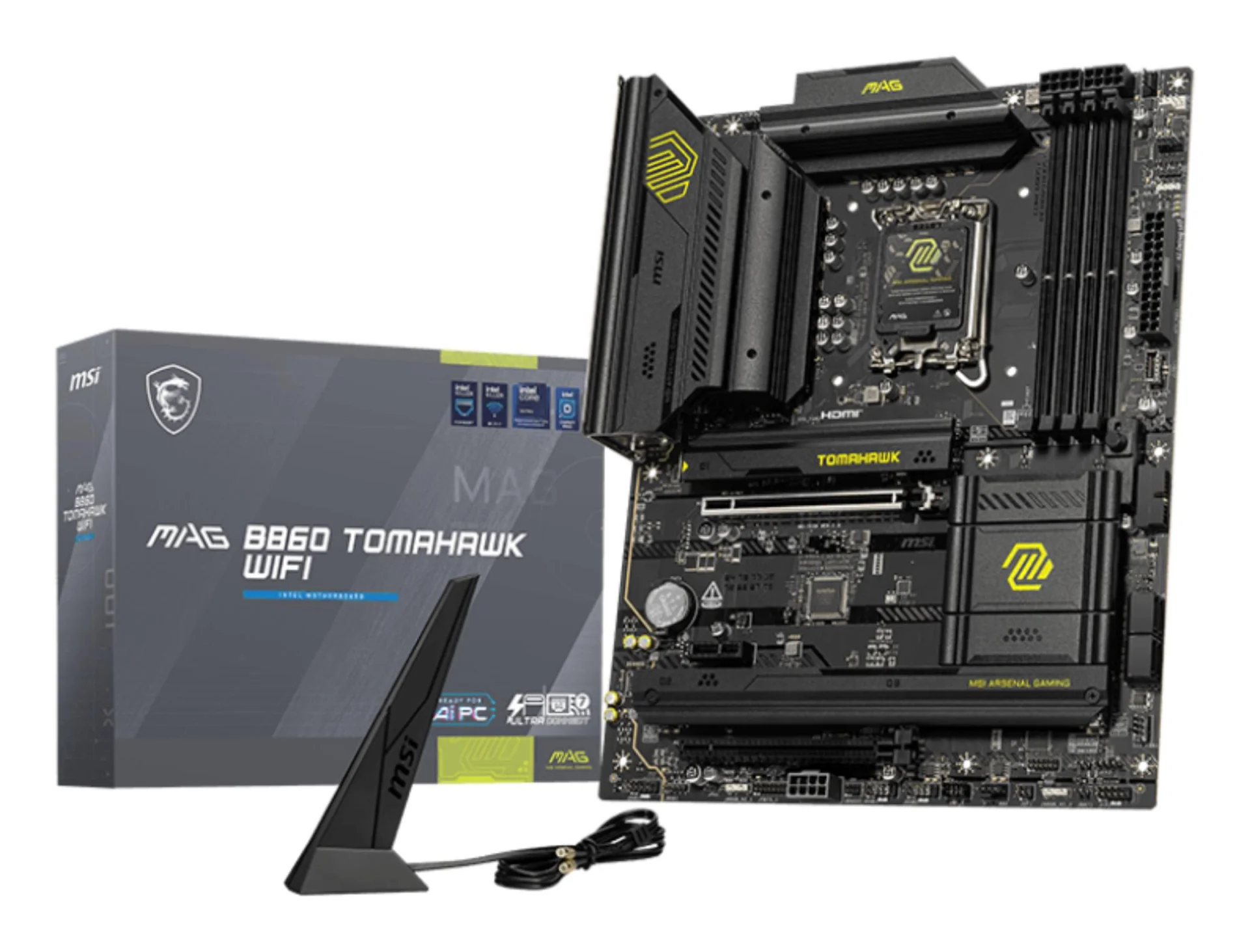 Mainboard|MSI|Intel B860 Express|LGA1851|ATX|Memory DDR5|Memory slots 4|1xPCI-Express 4.0 1x|1xPCI-Express 4.0 4x	|1xPCI-Express 5.0 16x|3xM.2|1xHDMI|1xDisplayPort|8xUSB 2.0|6xUSB 3.2|3xUSB-C|1xOptical S/PDIF|1xRJ45|3xAudio port|1xThunderbolt|MAGB860TOMAHAWKWIFI - Image 5