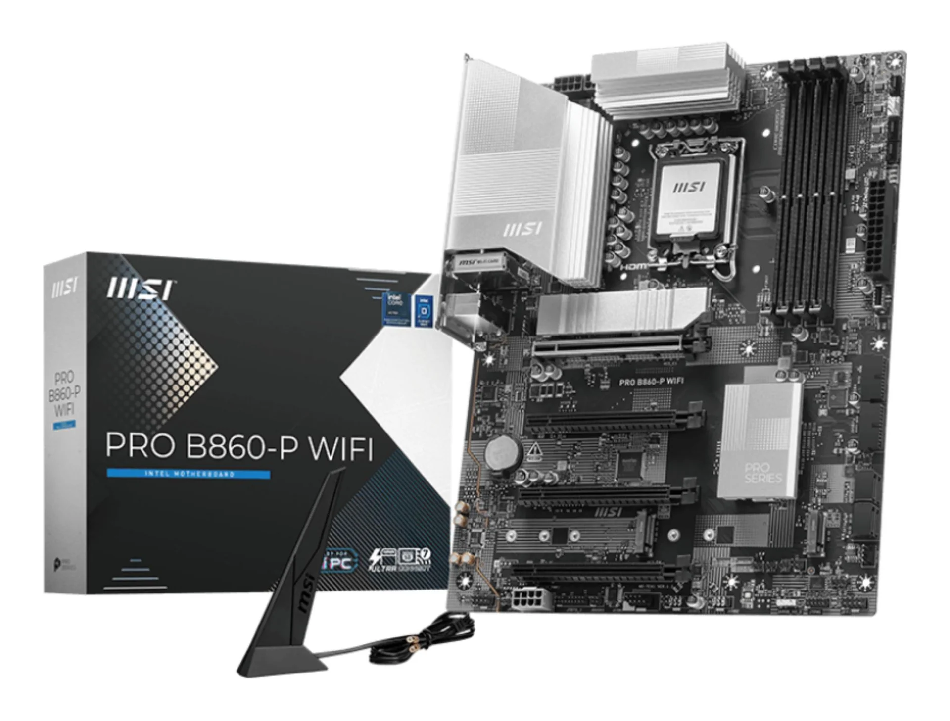 Mainboard|MSI|Intel B860 Express|LGA1851|ATX|Memory DDR5|Memory slots 4|2xPCI-Express 4.0 1x|1xPCI-Express 4.0 4x	|1xPCI-Express 5.0 16x|3xM.2|1xHDMI|1xDisplayPort|8xUSB 2.0|2xUSB 3.2|1xUSB-C|1xRJ45|3xAudio port|1xThunderbolt|PROB860-PWIFI - Image 1