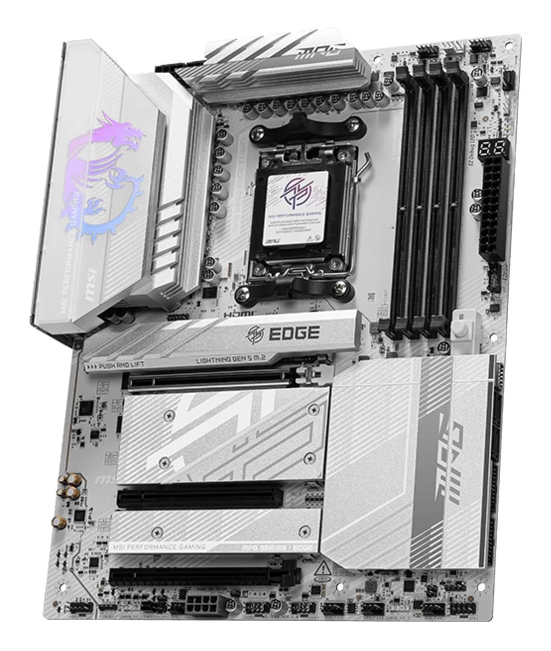 Mainboard MSI AMD B850 SAM5 ATX Memory DDR5 Memory slots 4 3xPCI-Express 16x 4xM.2 1xHDMI 1xAudio-In 1xAudio-Out 4xUSB 2.0 1xUSB 3.0 2xUSB 3.2 3xUSB-C 1xOptical S/PDIF 1xRJ45 MPGB850EDGETIWIFI - Image 3