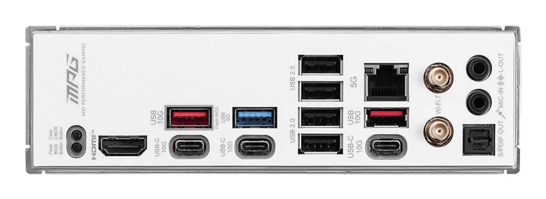 Mainboard MSI AMD B850 SAM5 ATX Memory DDR5 Memory slots 4 3xPCI-Express 16x 4xM.2 1xHDMI 1xAudio-In 1xAudio-Out 4xUSB 2.0 1xUSB 3.0 2xUSB 3.2 3xUSB-C 1xOptical S/PDIF 1xRJ45 MPGB850EDGETIWIFI - Image 5