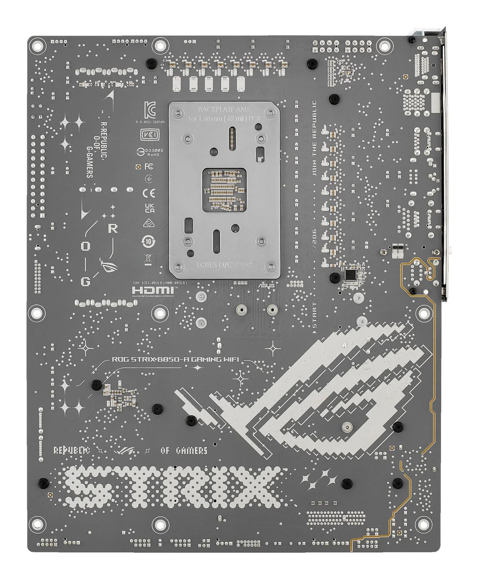 Mainboard|ASUS|AMD B850|SAM5|ATX|Memory DDR5|Memory slots 4|1xPCI-Express 4.0 16x|1xPCI-Express 5.0 16x|4xM.2|1xHDMI|1xDisplayPort|12xUSB 2.0|3xUSB-C|1xOptical S/PDIF|1xRJ45|2xAudio port|STRIXB850-AGAMINGWIFI - Image 13