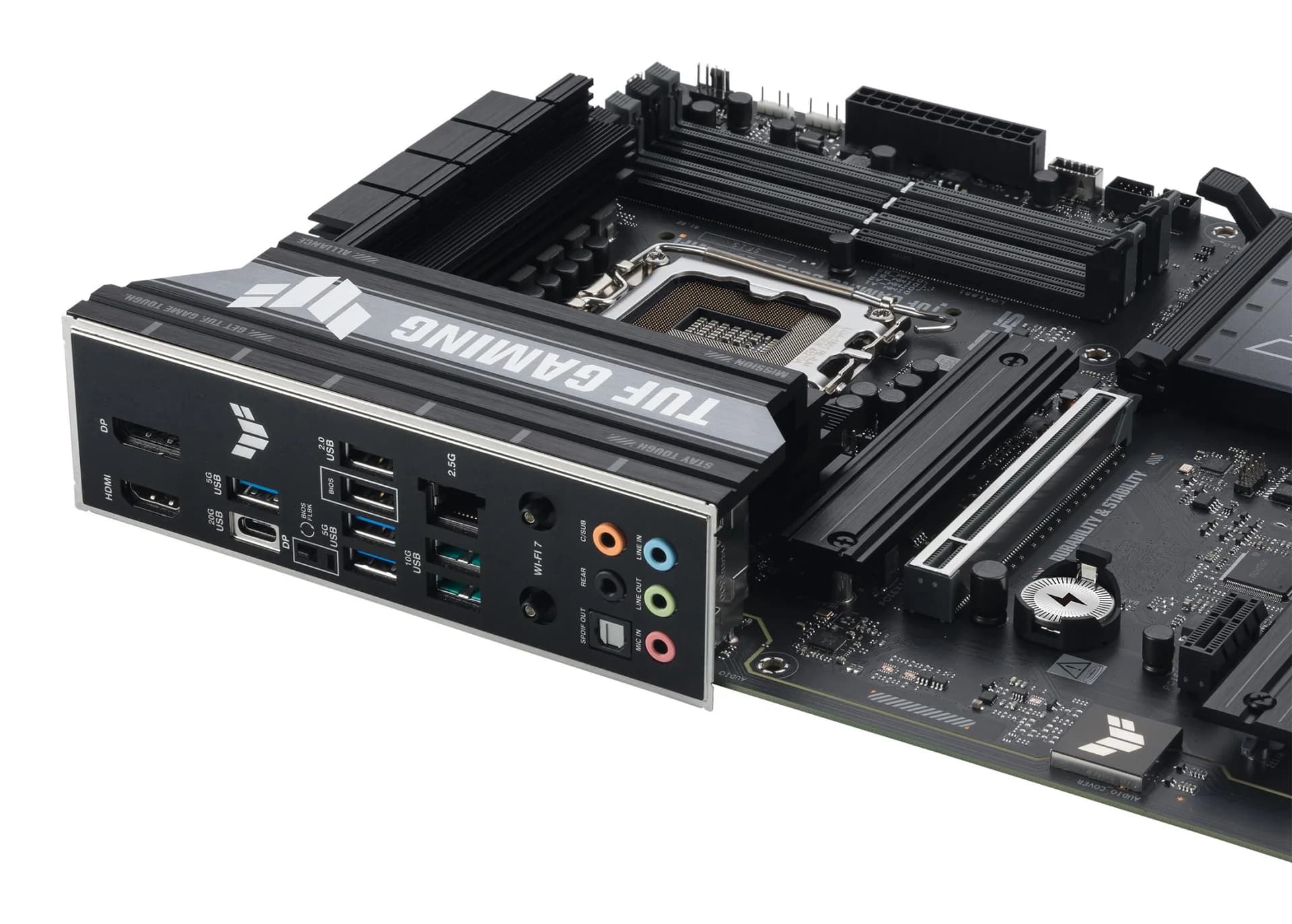 Mainboard|ASUS|Intel B860 Express|LGA1851|ATX|Memory DDR5|Memory slots 4|1xPCI-Express 4.0 1x|1xPCI-Express 4.0 16x|1xPCI-Express 5.0 16x|3xM.2|1xHDMI|1xDisplayPort|2xUSB 2.0|3xUSB 3.0|2xUSB 3.2|1xUSB-C|1xOptical S/PDIF|1xRJ45|5xAudio port|TUFGAMINGB860-PLUSWIFI - Image 8