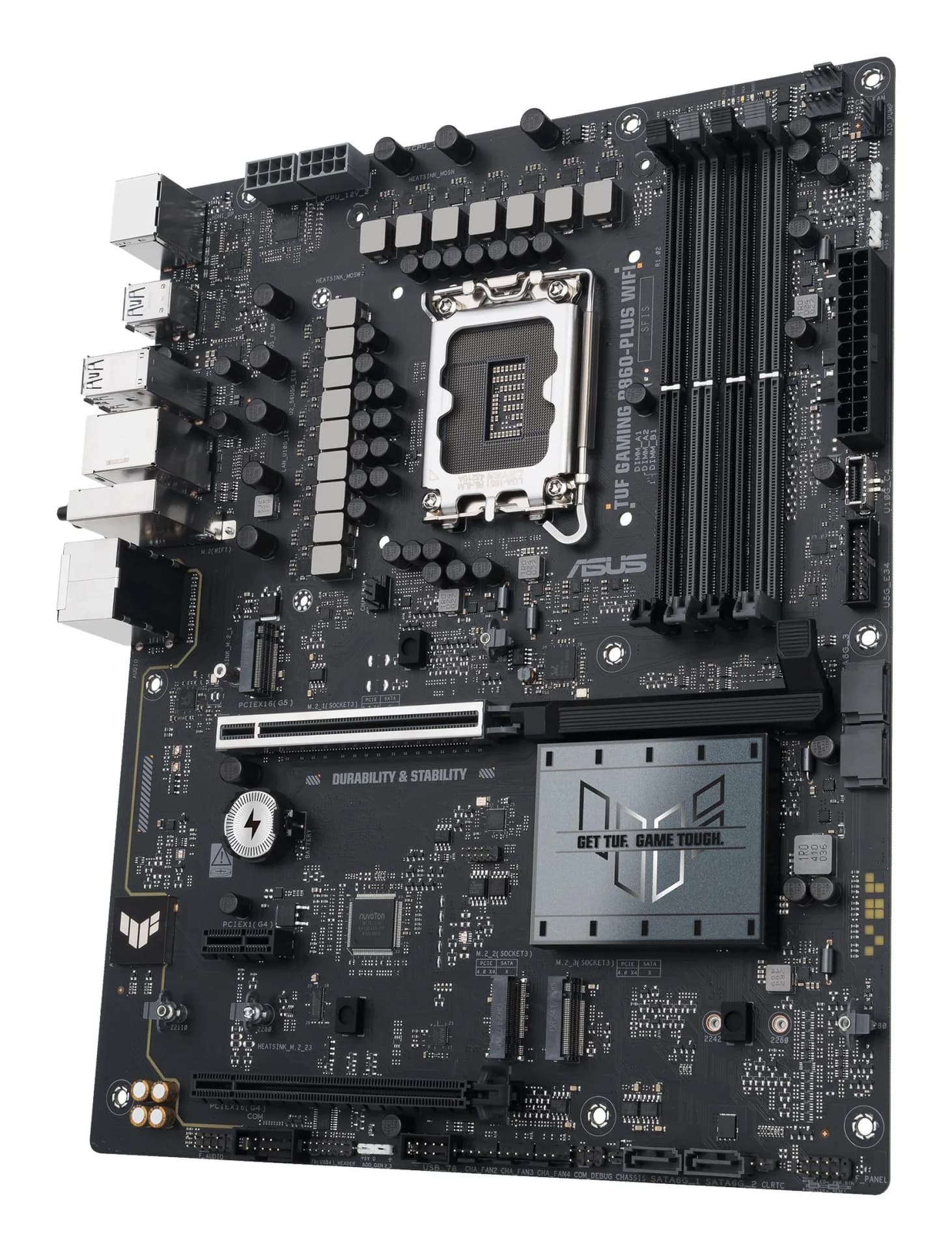 Mainboard|ASUS|Intel B860 Express|LGA1851|ATX|Memory DDR5|Memory slots 4|1xPCI-Express 4.0 1x|1xPCI-Express 4.0 16x|1xPCI-Express 5.0 16x|3xM.2|1xHDMI|1xDisplayPort|2xUSB 2.0|3xUSB 3.0|2xUSB 3.2|1xUSB-C|1xOptical S/PDIF|1xRJ45|5xAudio port|TUFGAMINGB860-PLUSWIFI - Image 9
