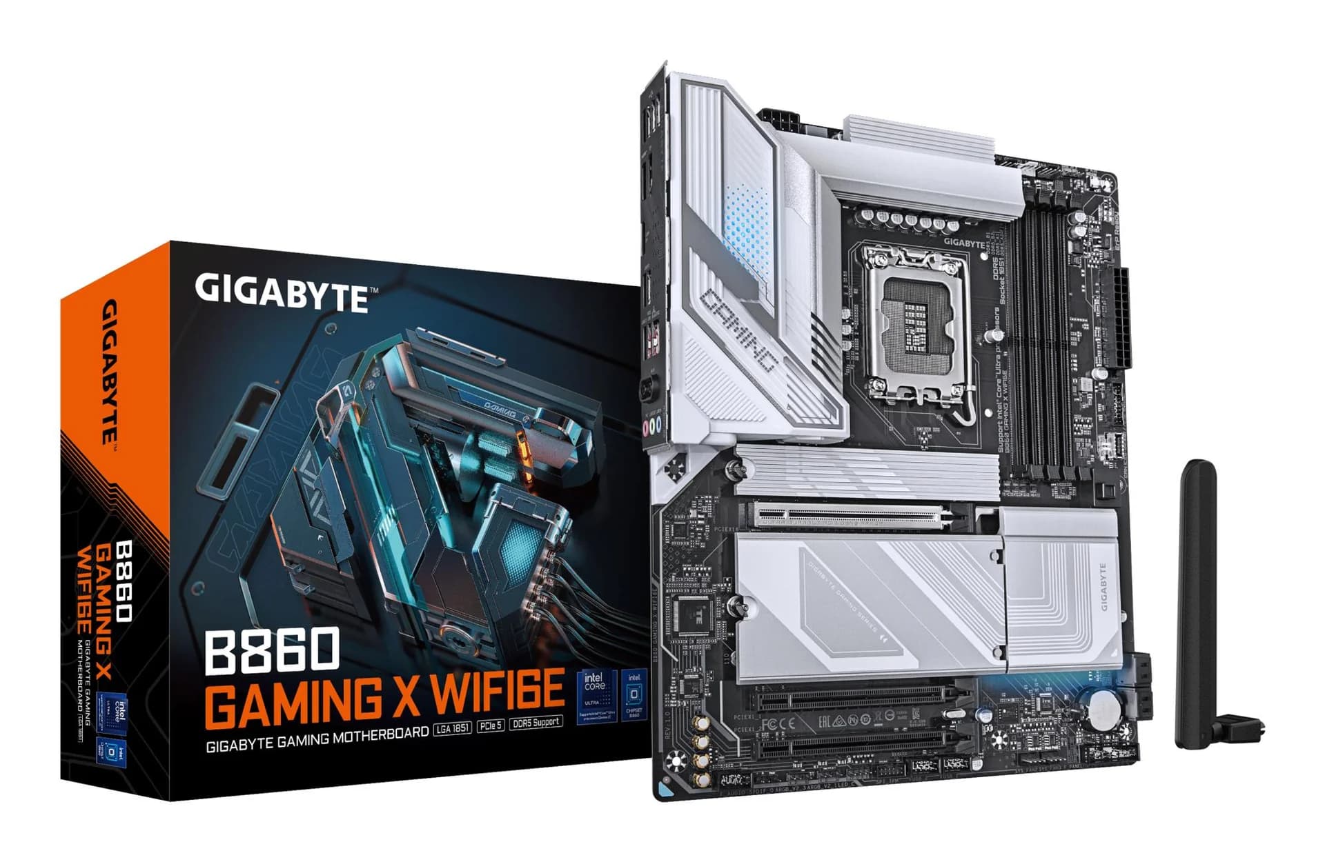 Mainboard|GIGABYTE|Intel B860 Express|LGA1851|ATX|Memory DDR5|Memory slots 4|1xPCI-Express 16x|2xM.2|1xHDMI|1xDisplayPort|1xAudio-In|1xAudio-Out|1xMicrophone|5xUSB 2.0|3xUSB 3.2|1xUSB-C|1xRJ45|B860GAMINGXWIFI6E1.0 - Image 1