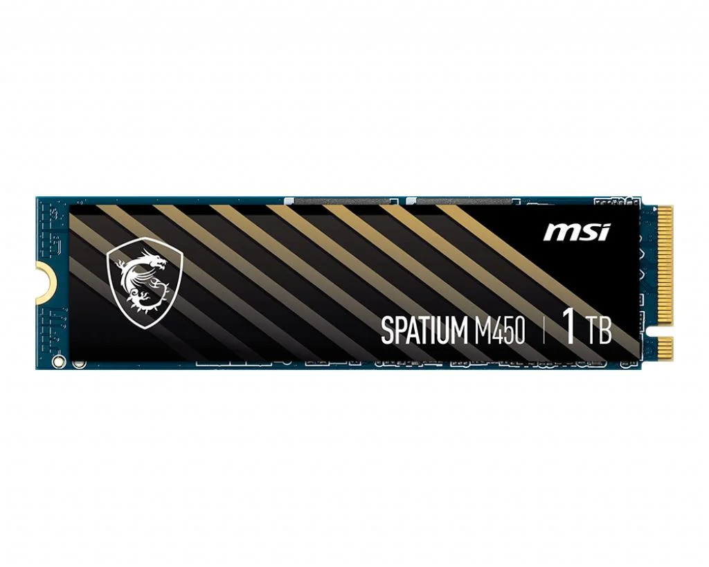 SSD MSI SPATIUM M450 1TB M.2 PCIe Gen4 NVMe 3D NAND Write speed 2400 MBytes/sec Read speed 3400 MBytes/sec 2.15mm TBW 350 TB MTBF 1500000 hours S78-440L0M0-P83 - Image 2